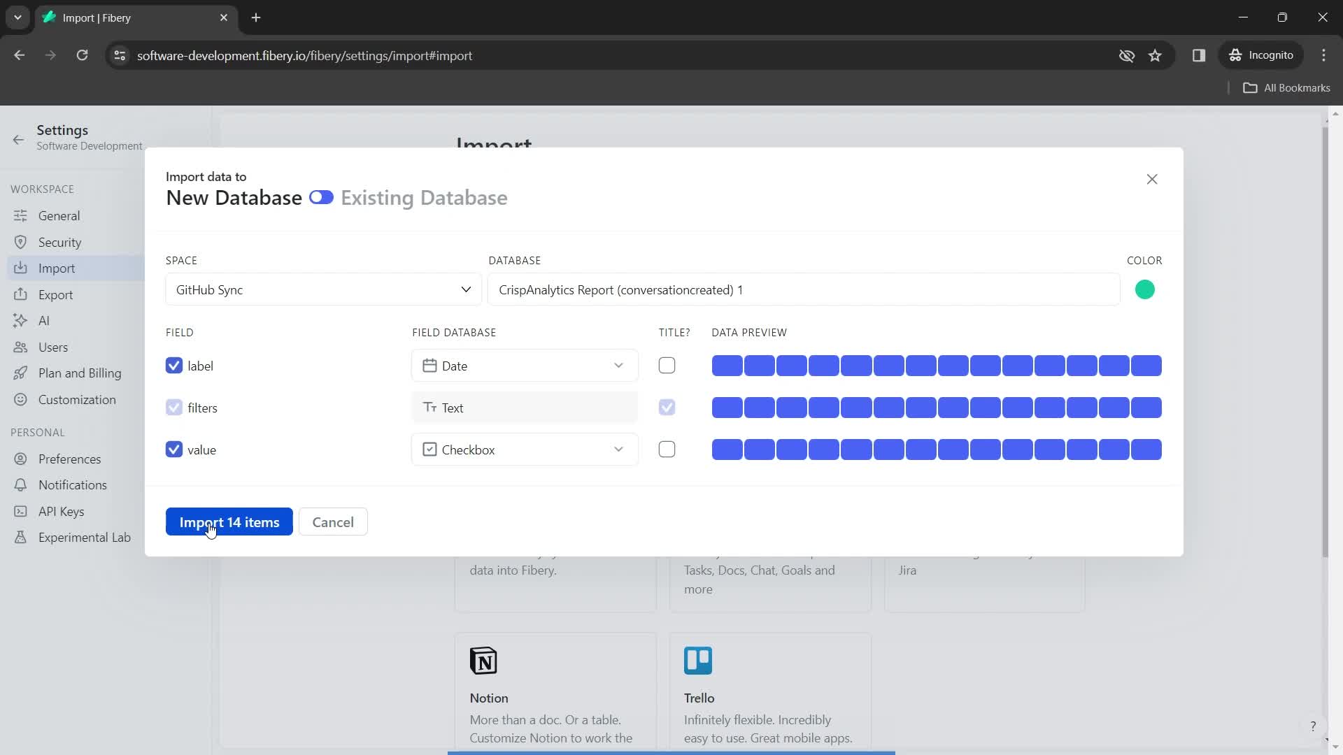 Importing data on Fibery video thumbnail