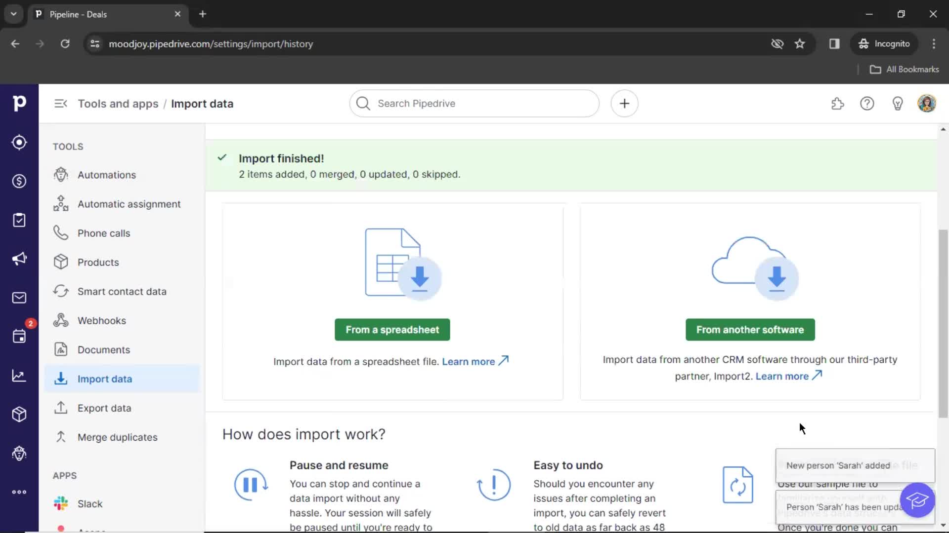 Importing data on Pipedrive video thumbnail