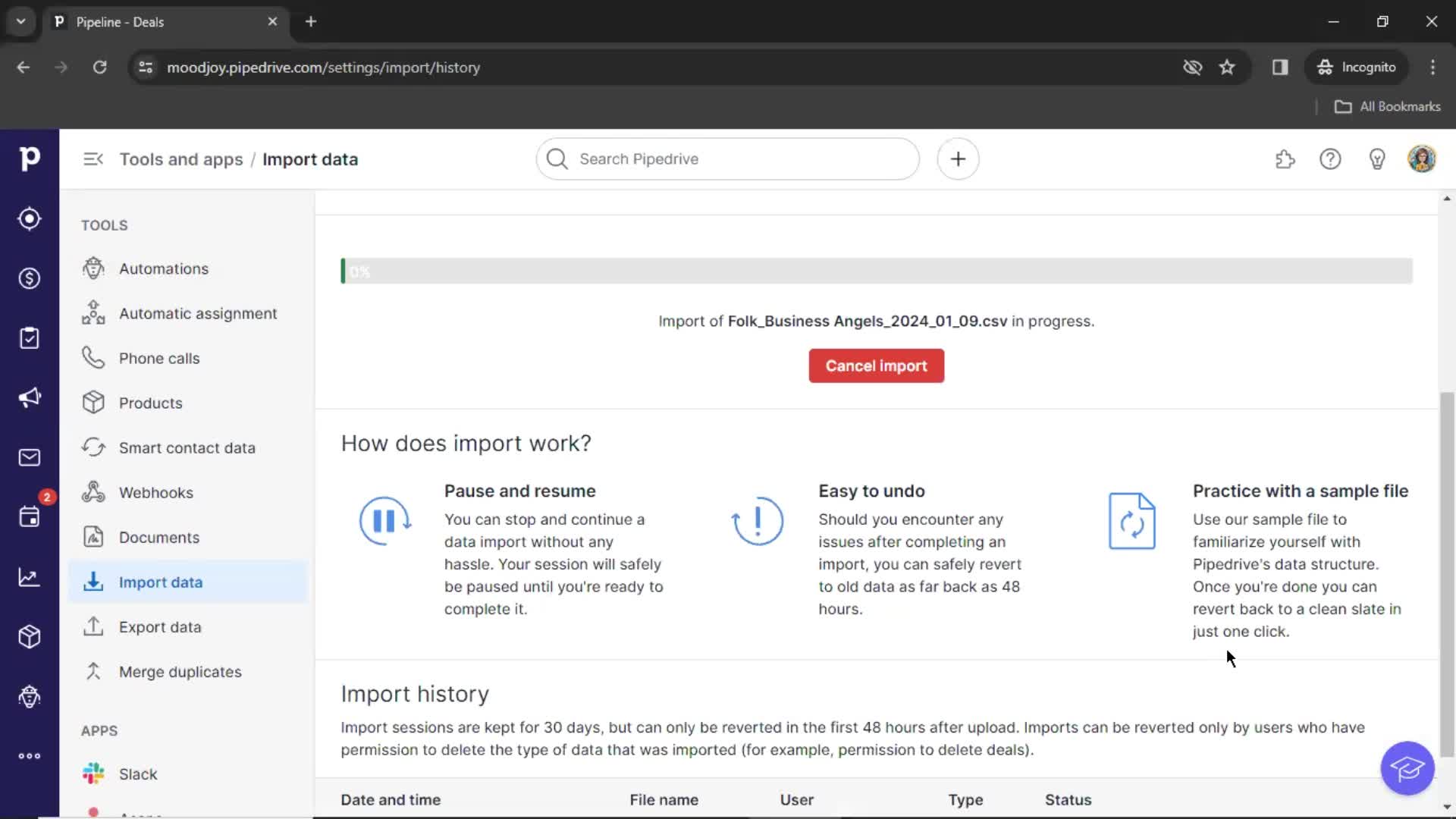 Importing data on Pipedrive video thumbnail