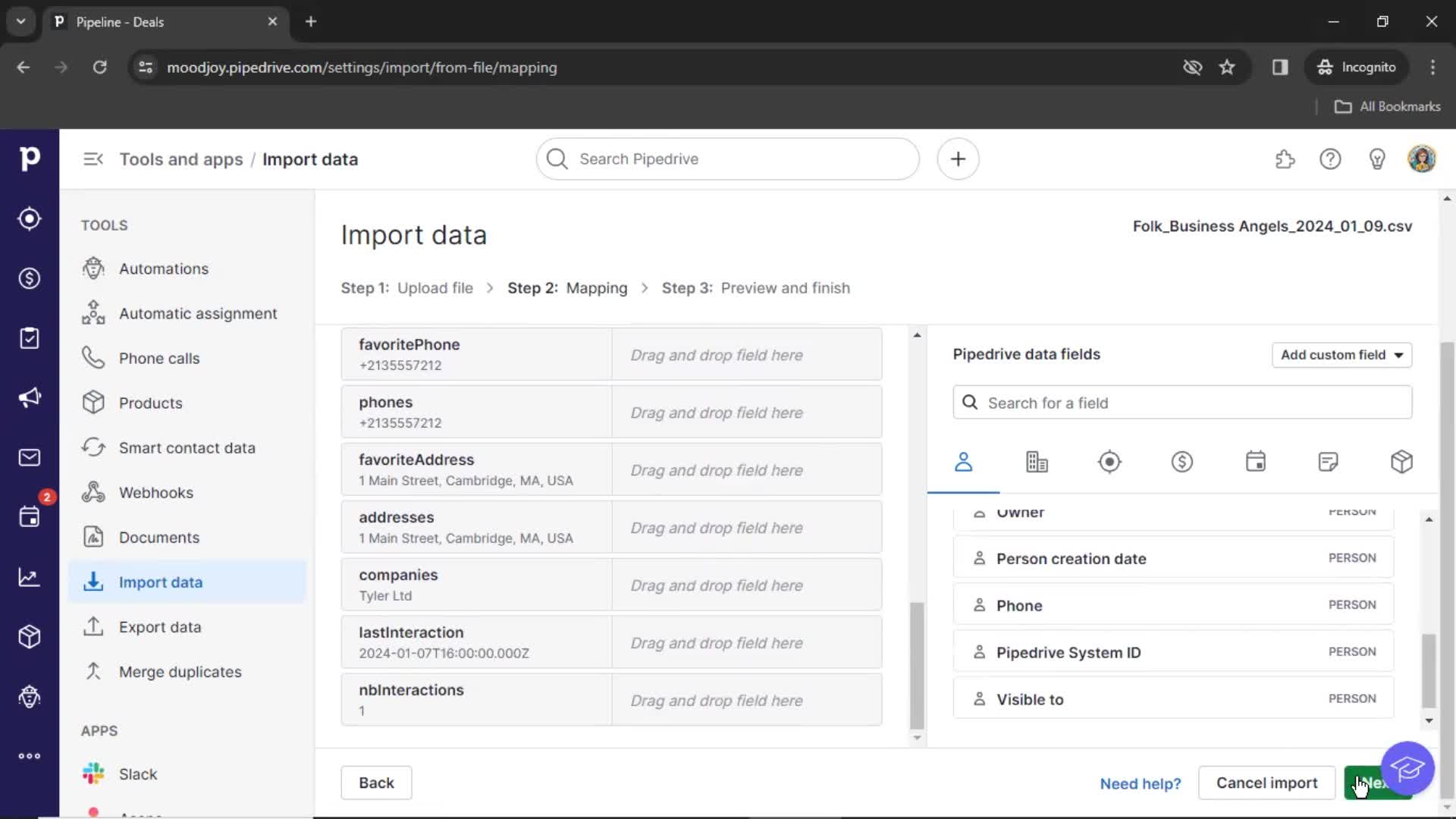 Importing data on Pipedrive video thumbnail