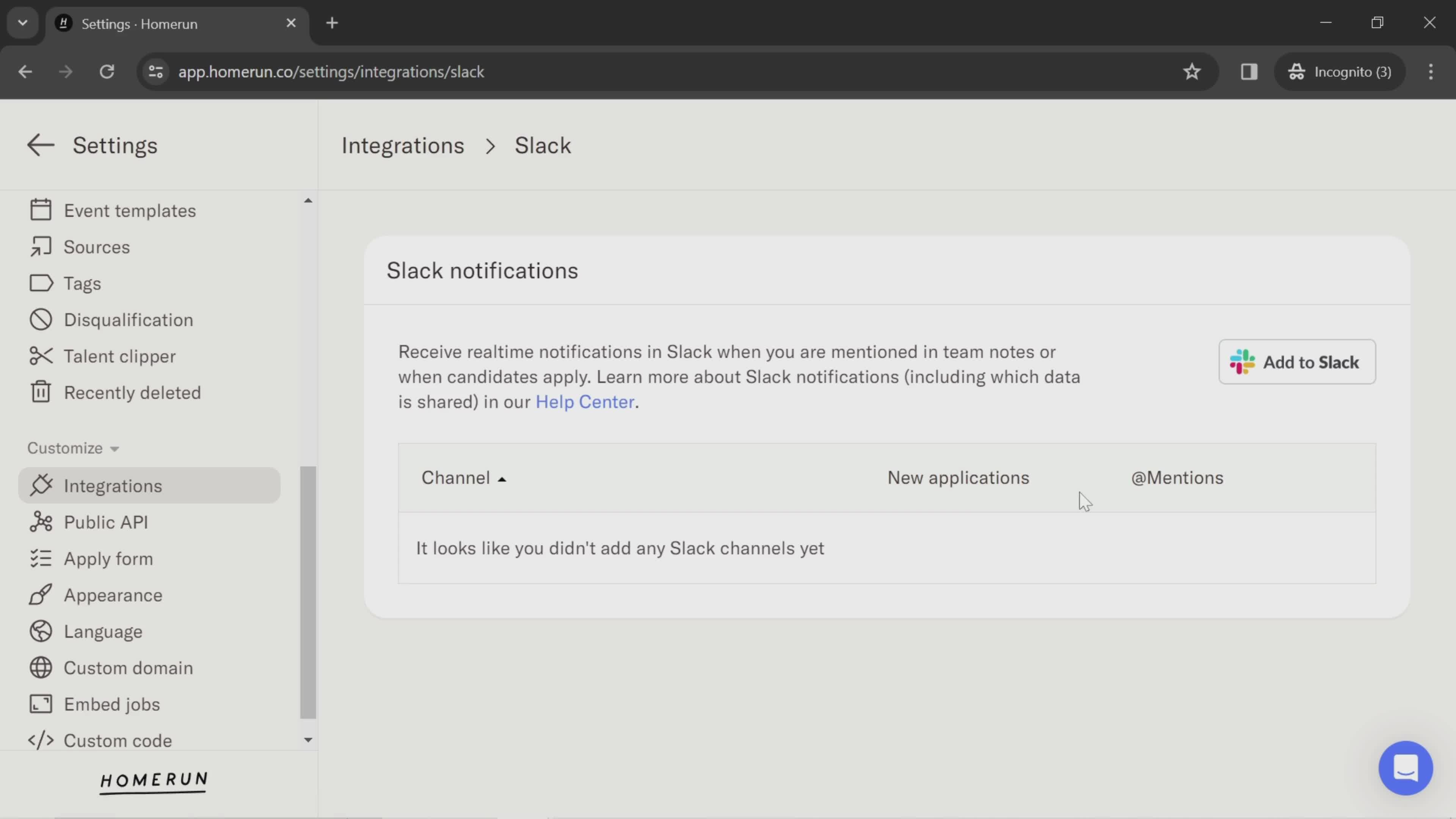 Integrations screenshot