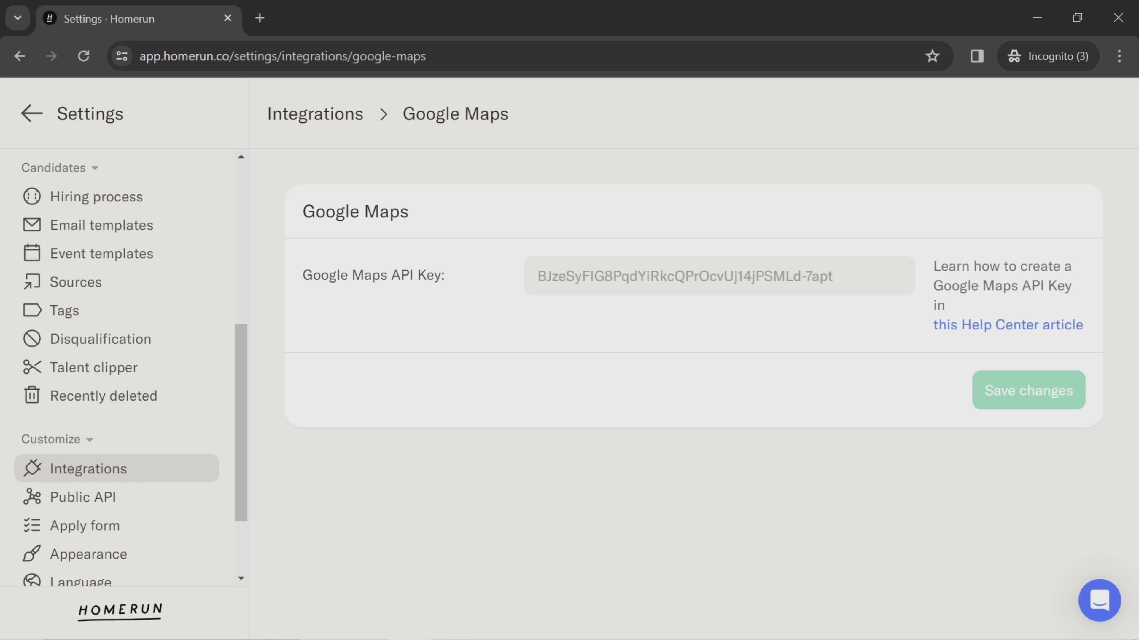 Integrations screenshot