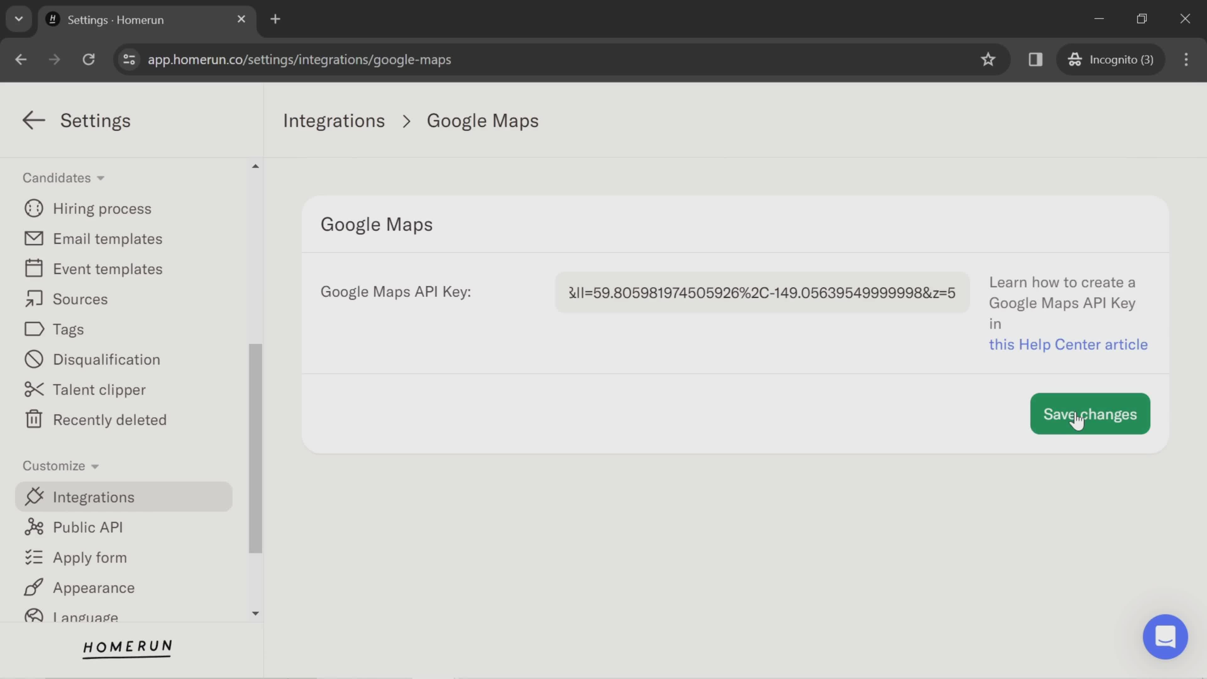 Integrations screenshot