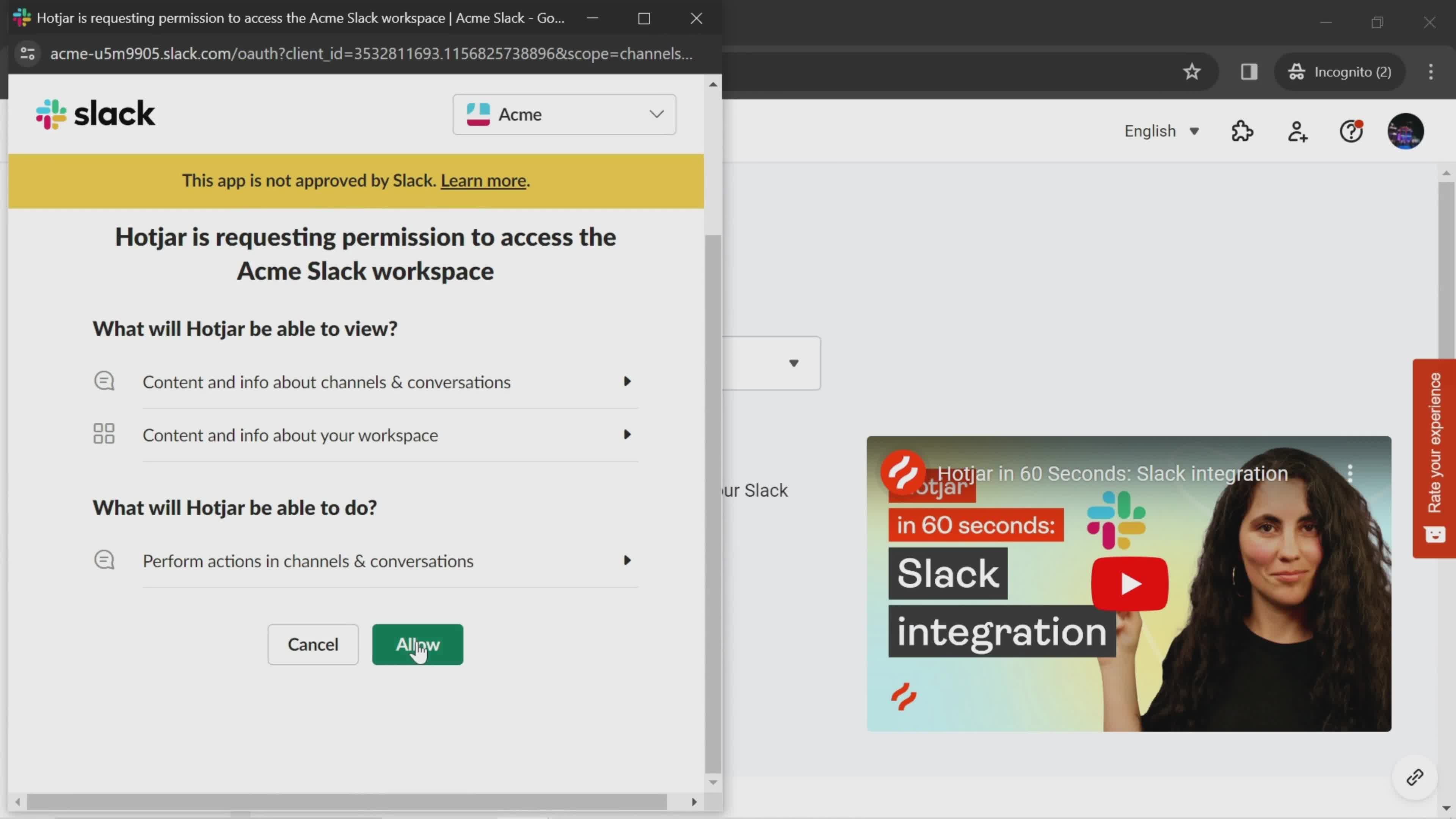 Integrations screenshot