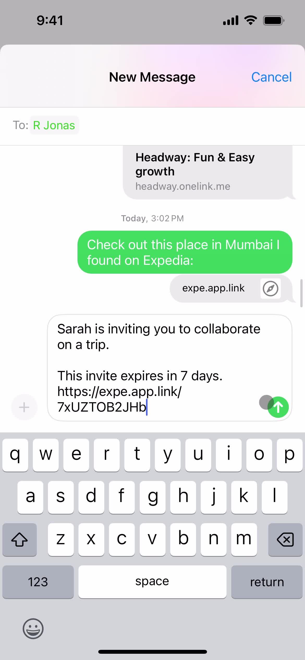 Inviting people screenshot