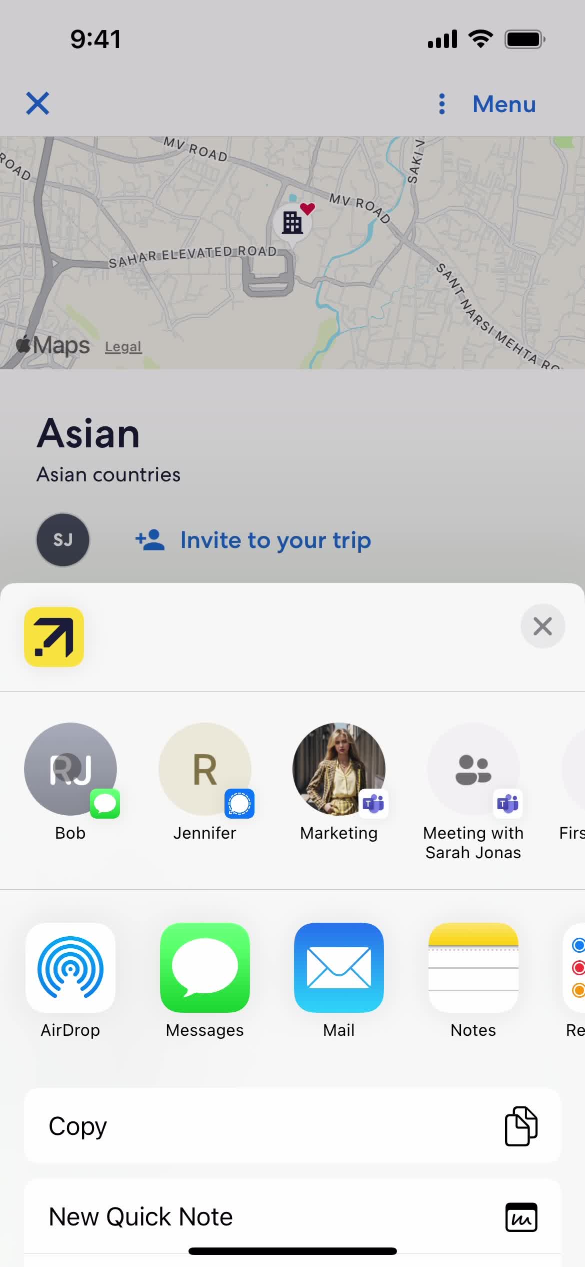 Inviting people screenshot