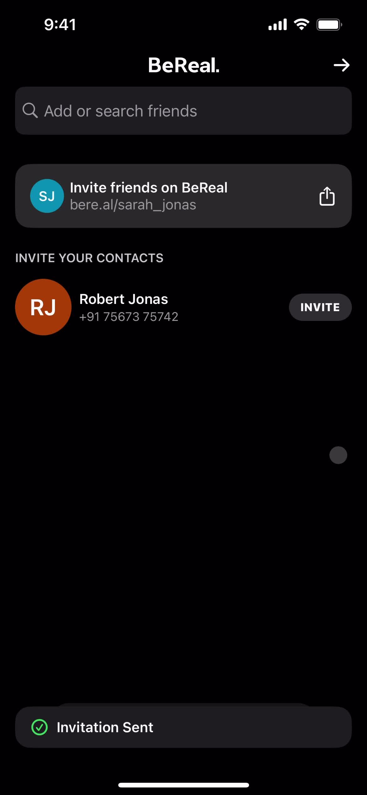 Inviting people screenshot