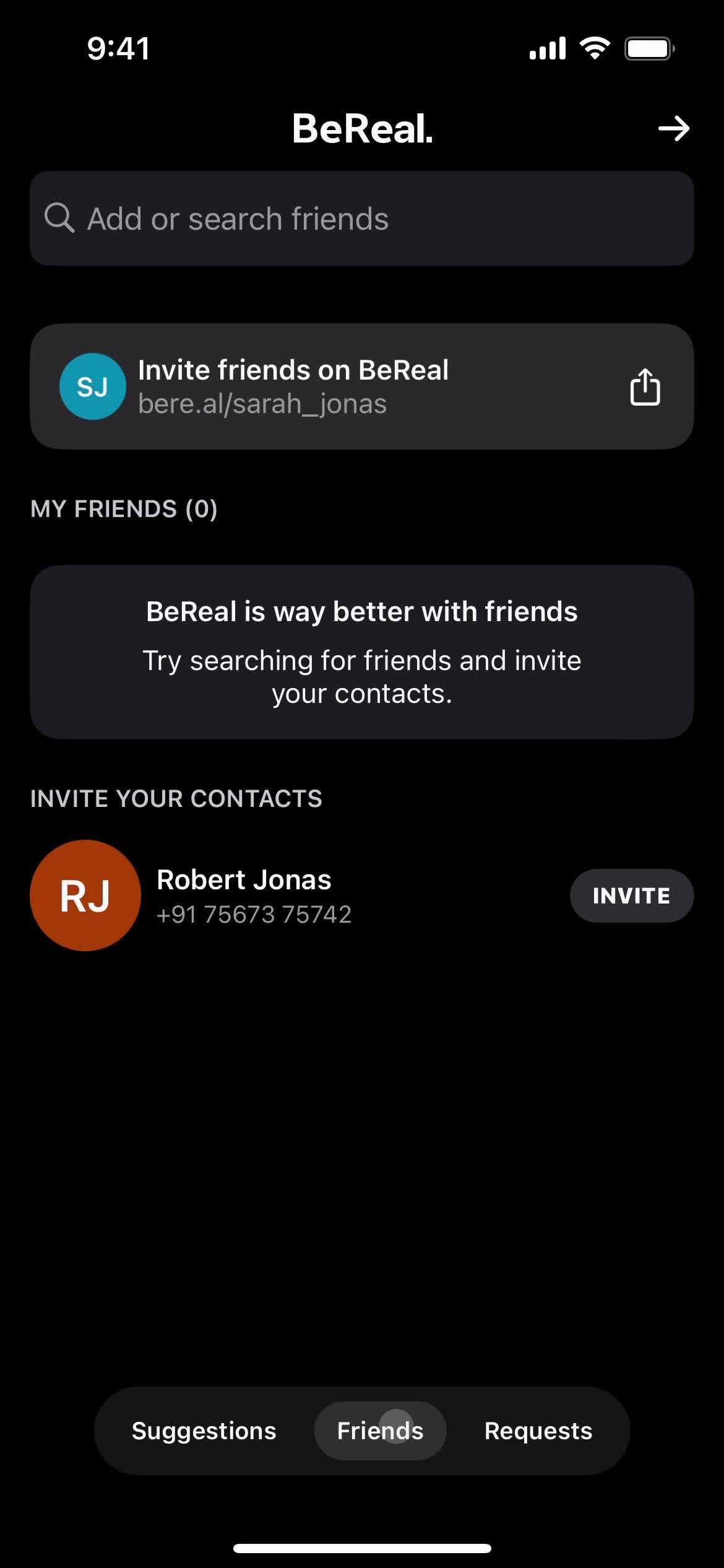 Inviting people screenshot