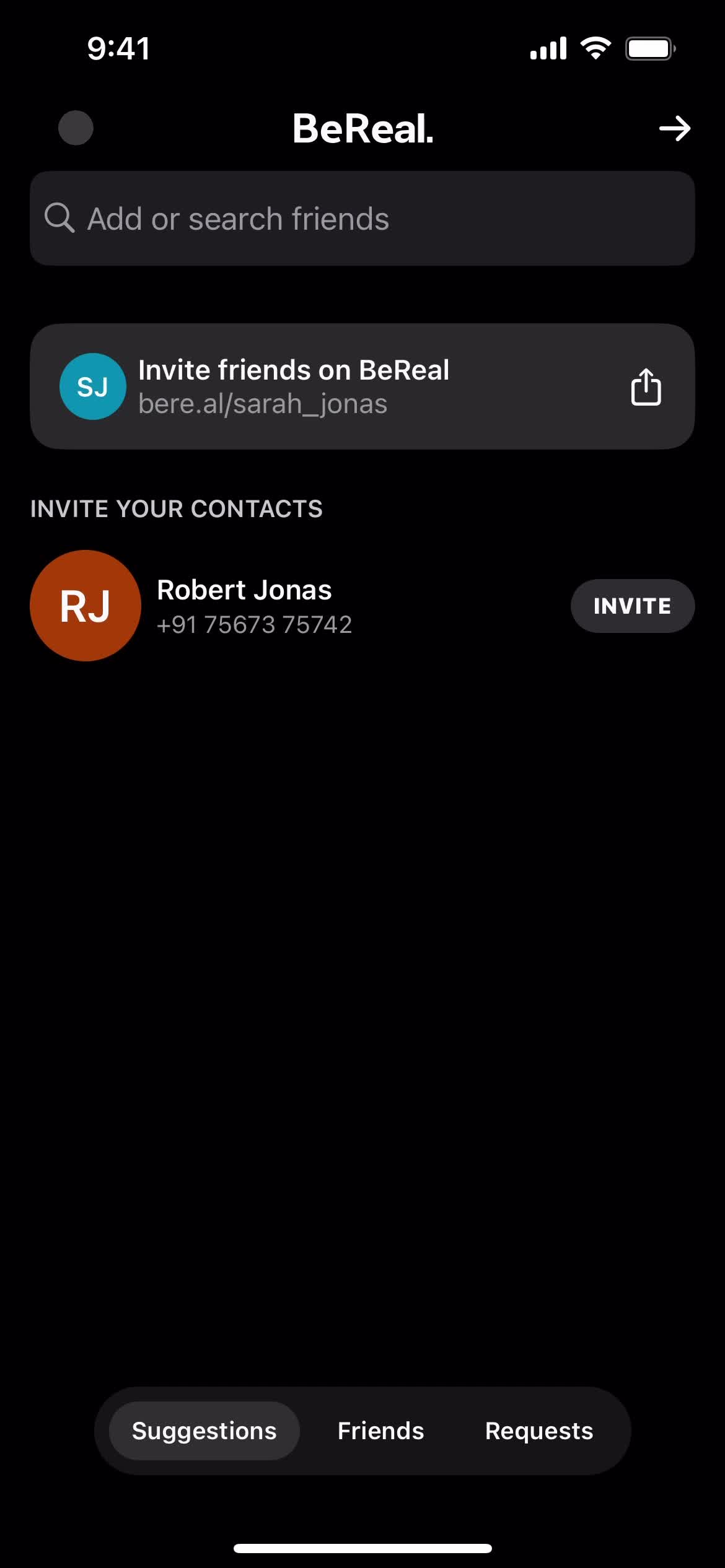 Inviting people screenshot