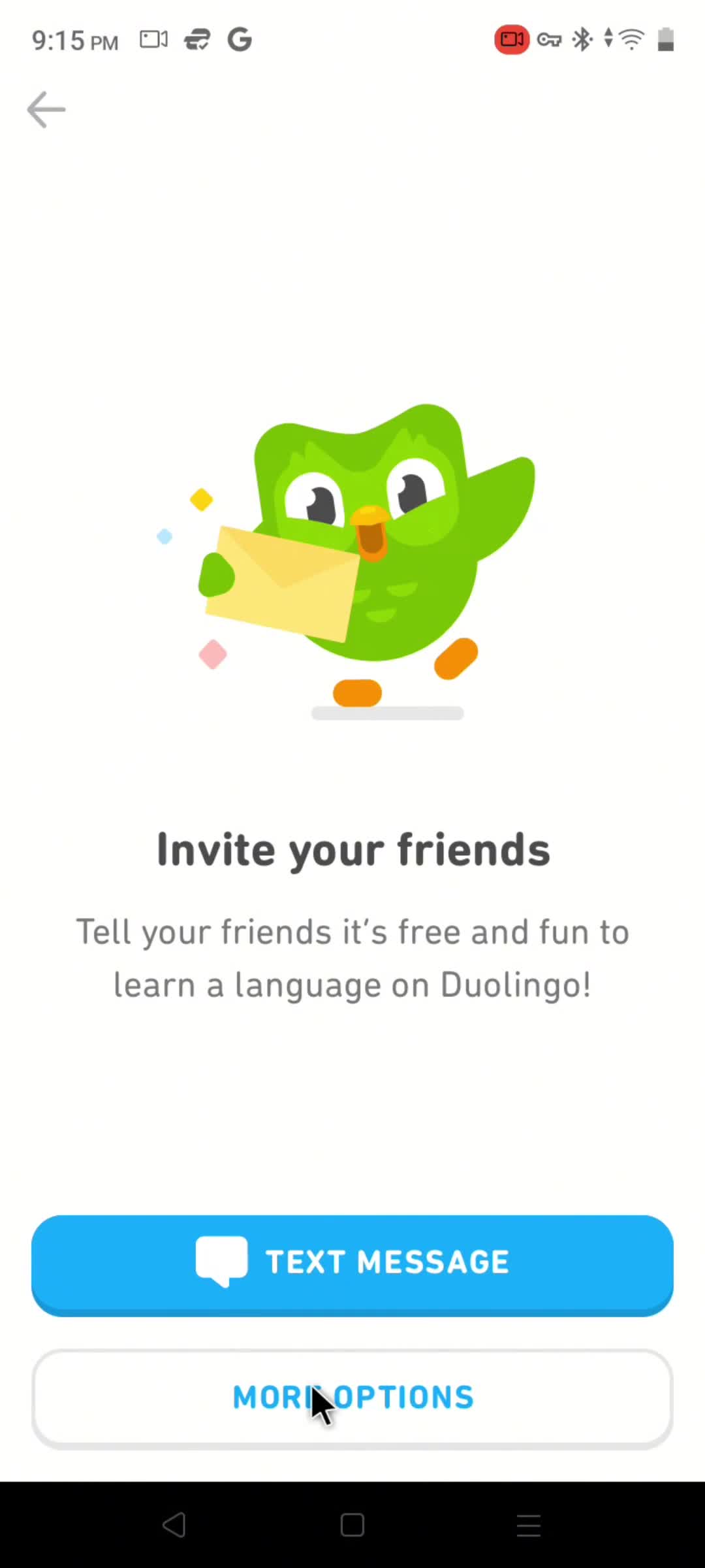Duolingo invite friends screenshot