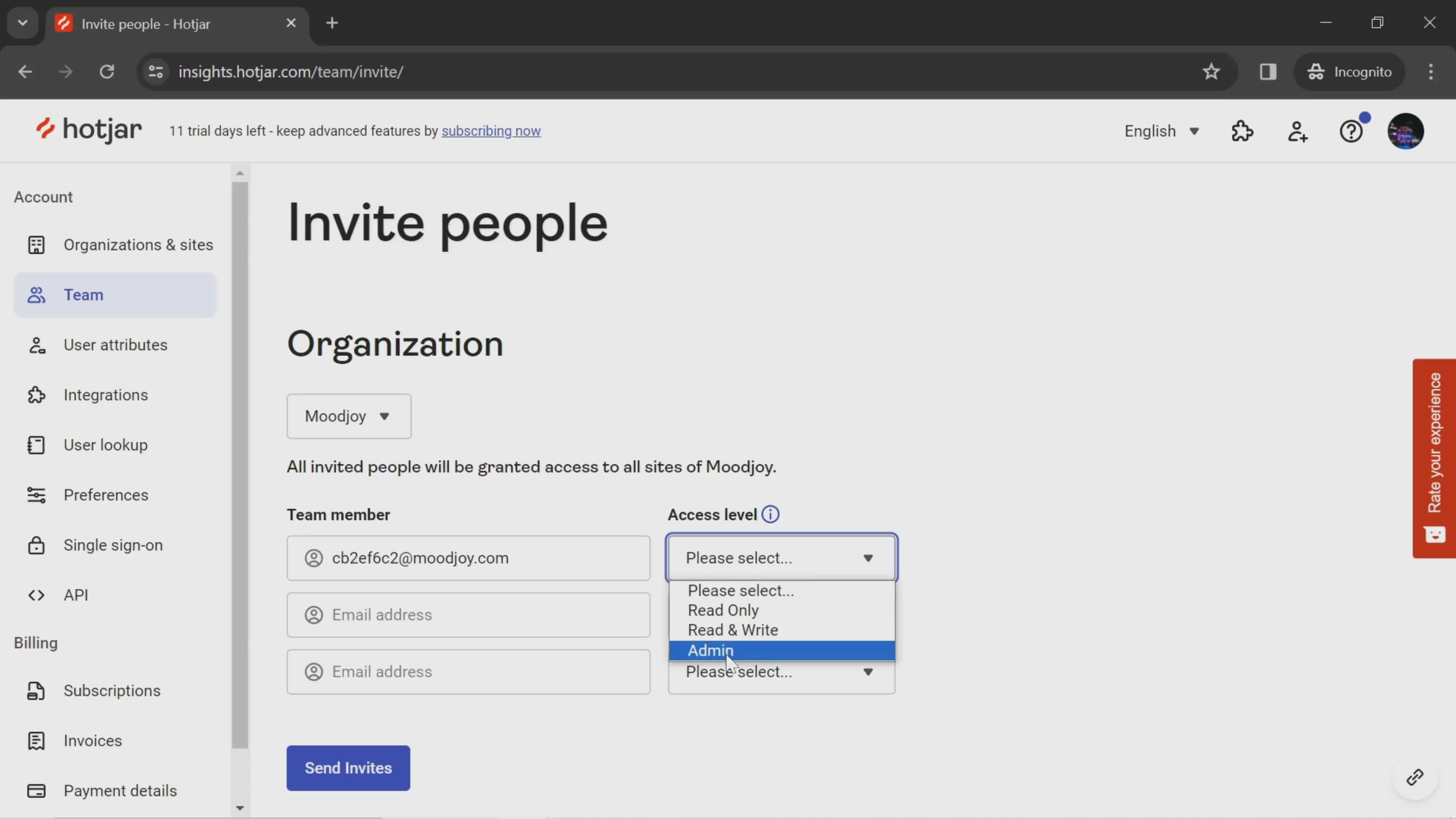 Inviting people screenshot