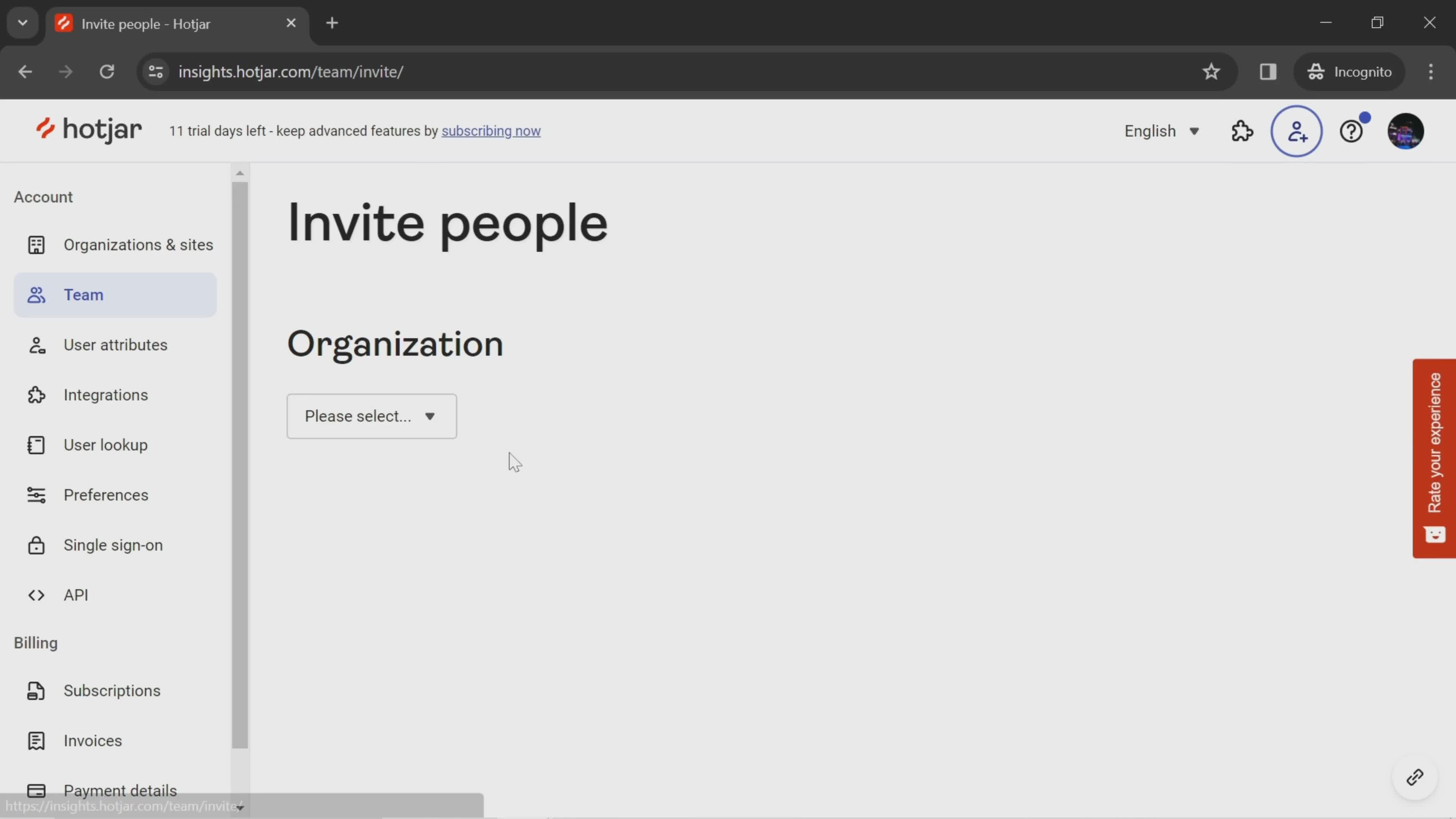 Inviting people screenshot