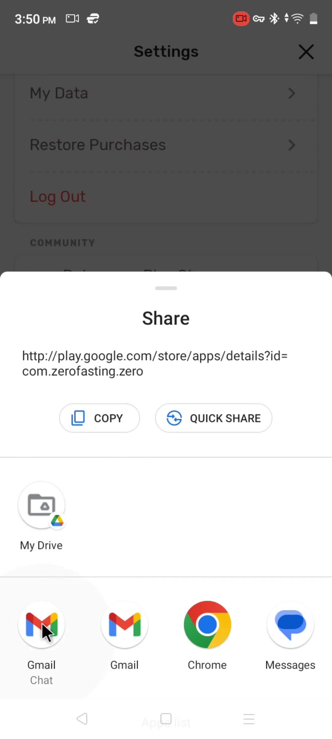 Zero share screenshot