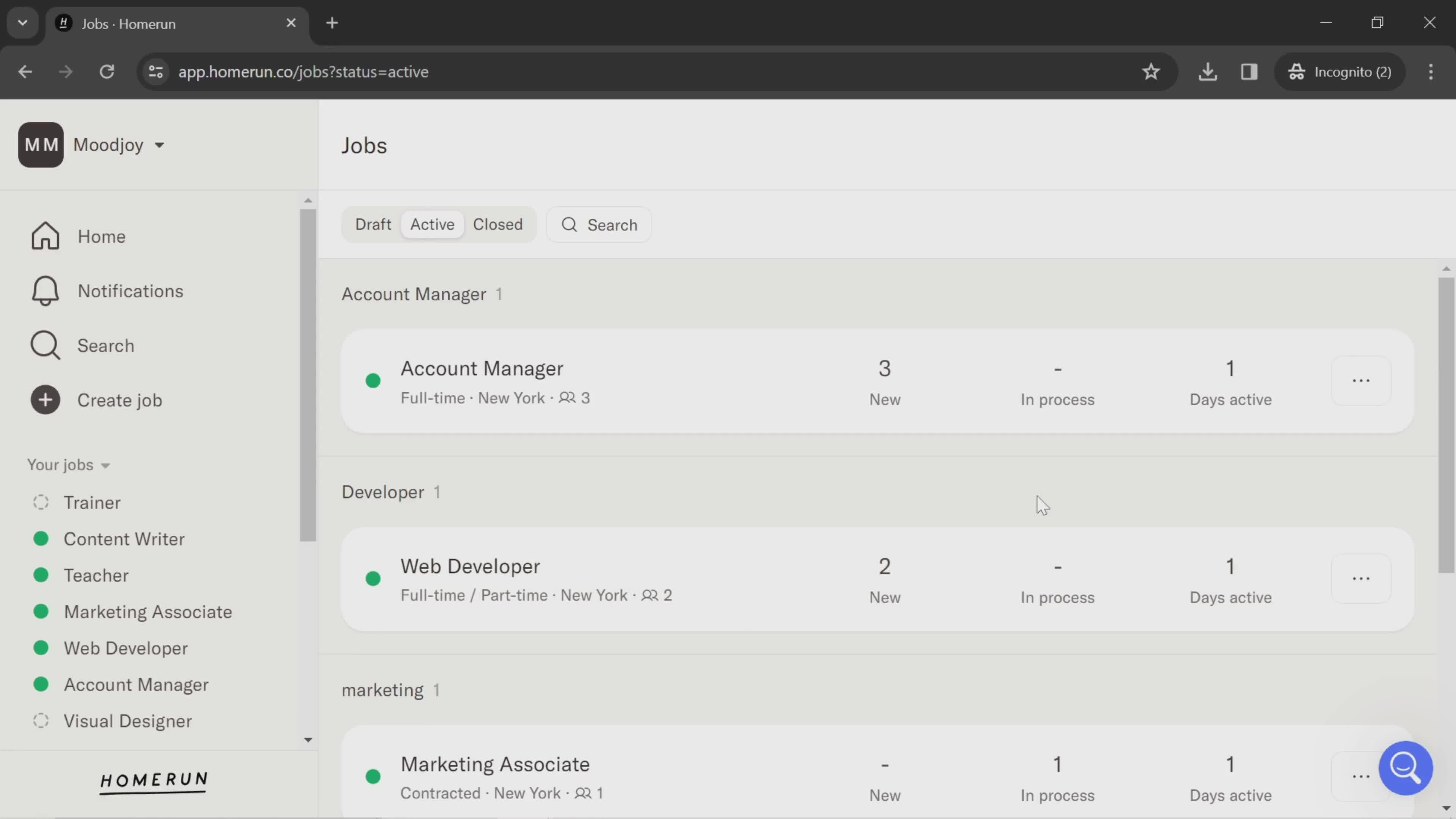 Browsing jobs screenshot