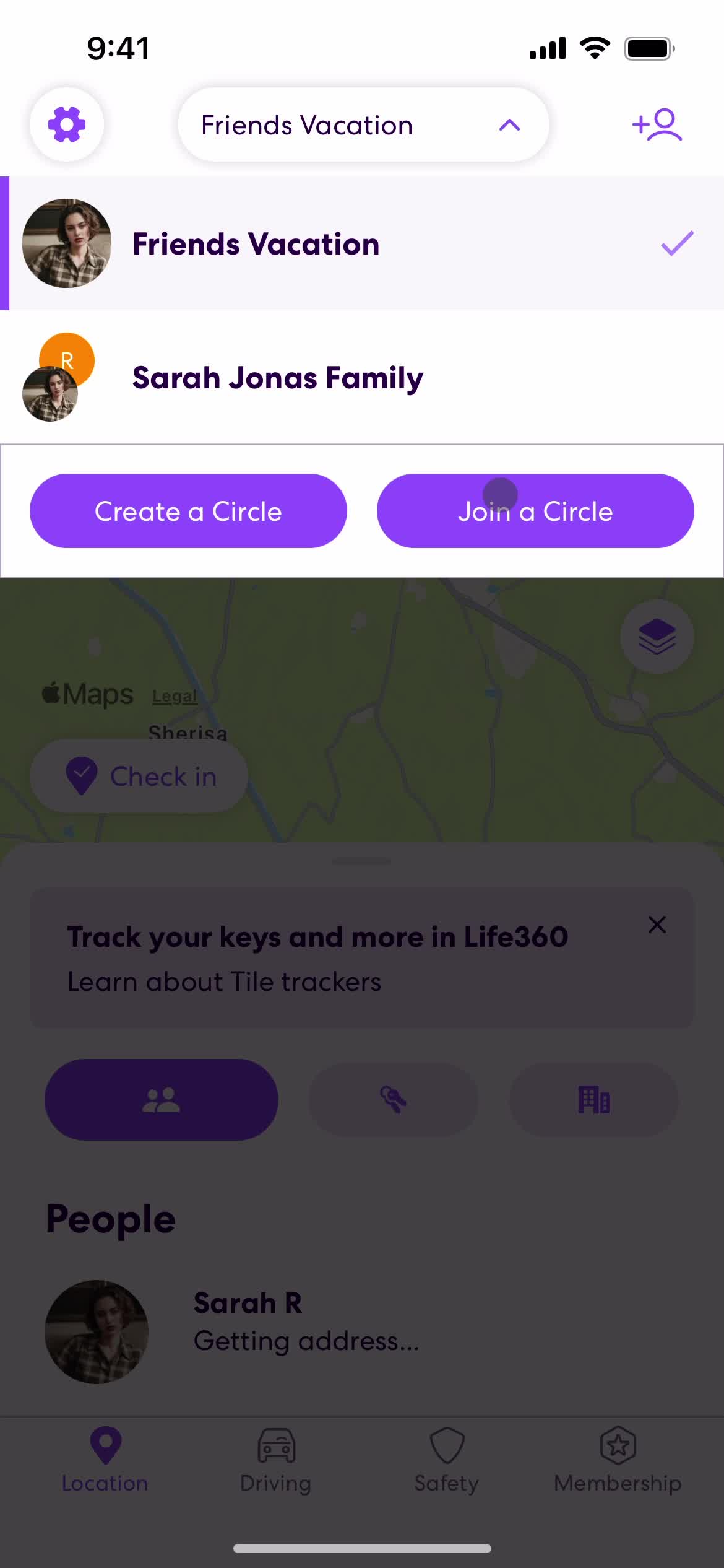 Joining a circle screenshot