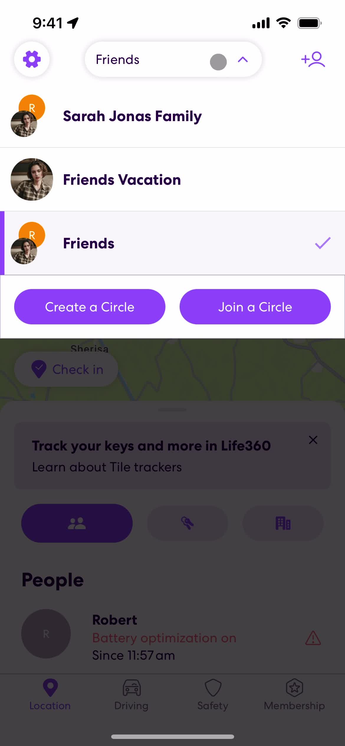 Joining a circle screenshot