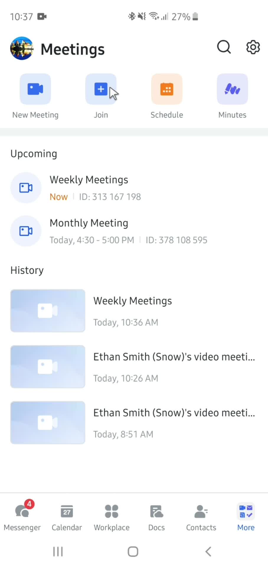 Joining a meeting screenshot