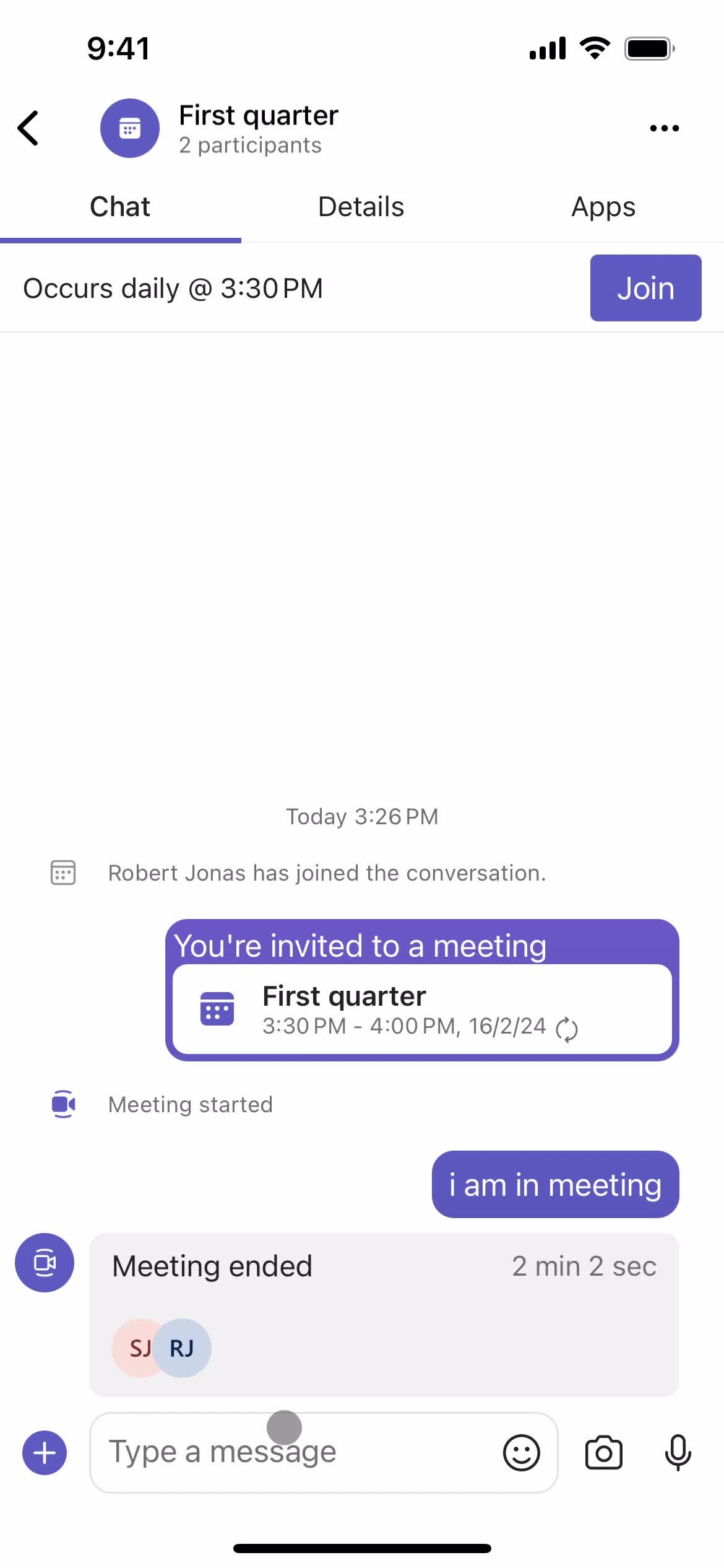 Joining a meeting screenshot