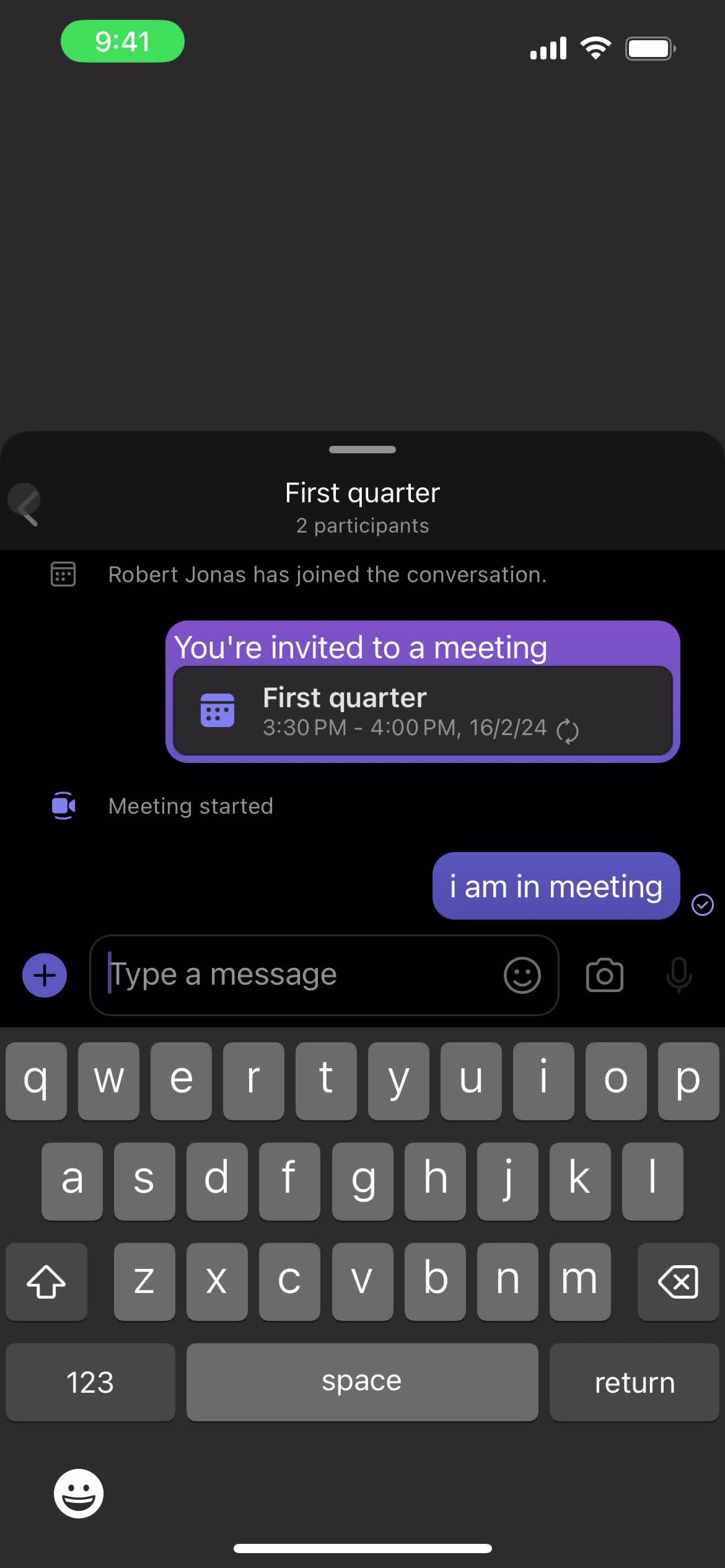 Joining a meeting screenshot