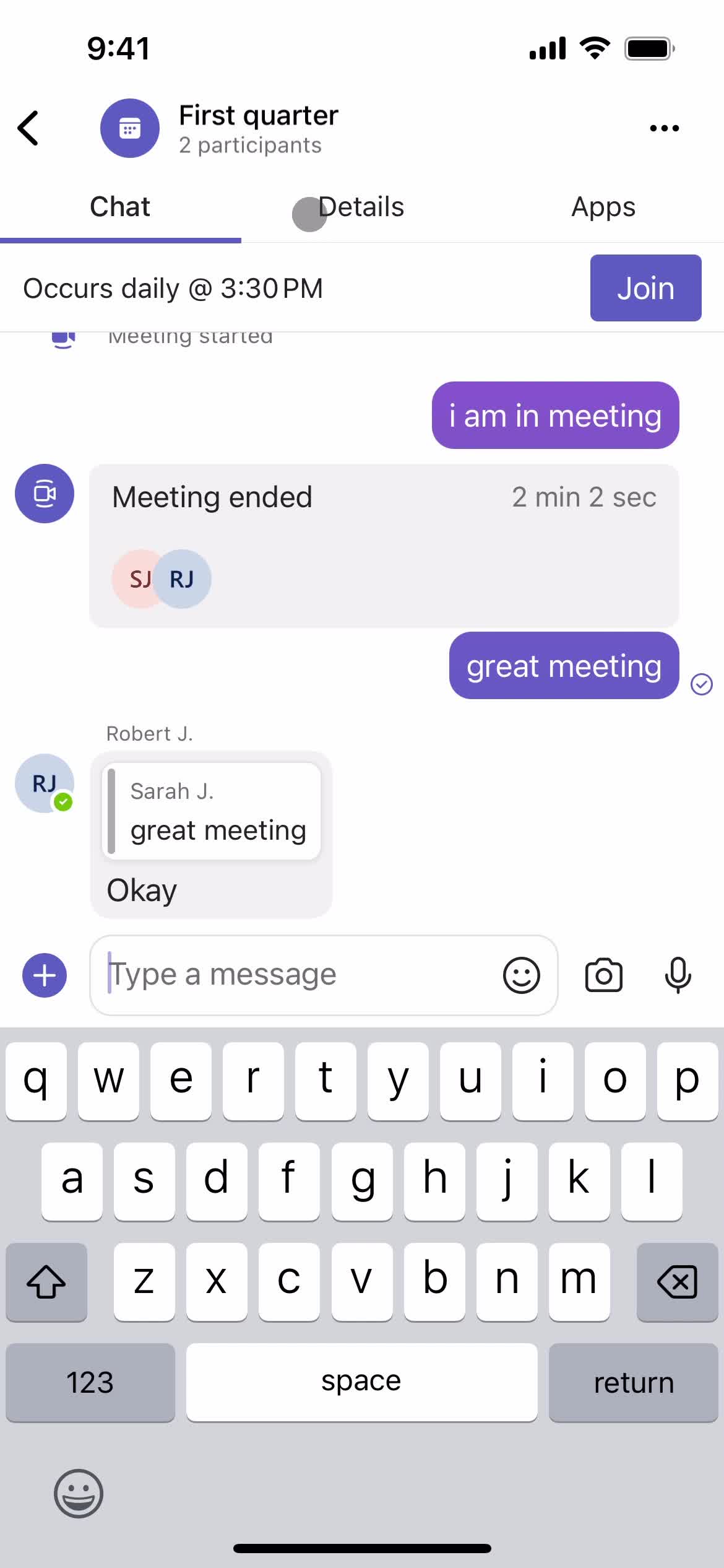 Joining a meeting screenshot