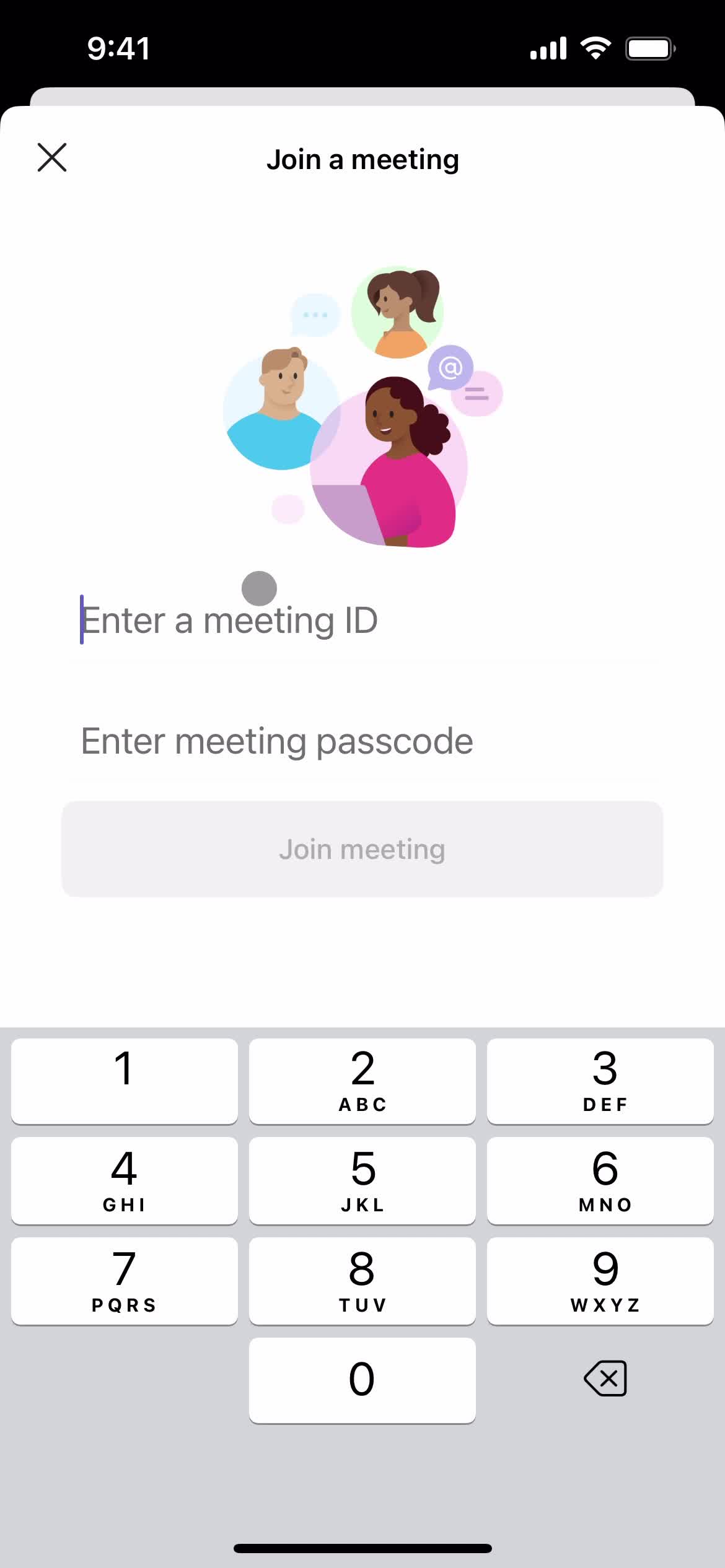 Joining a meeting screenshot