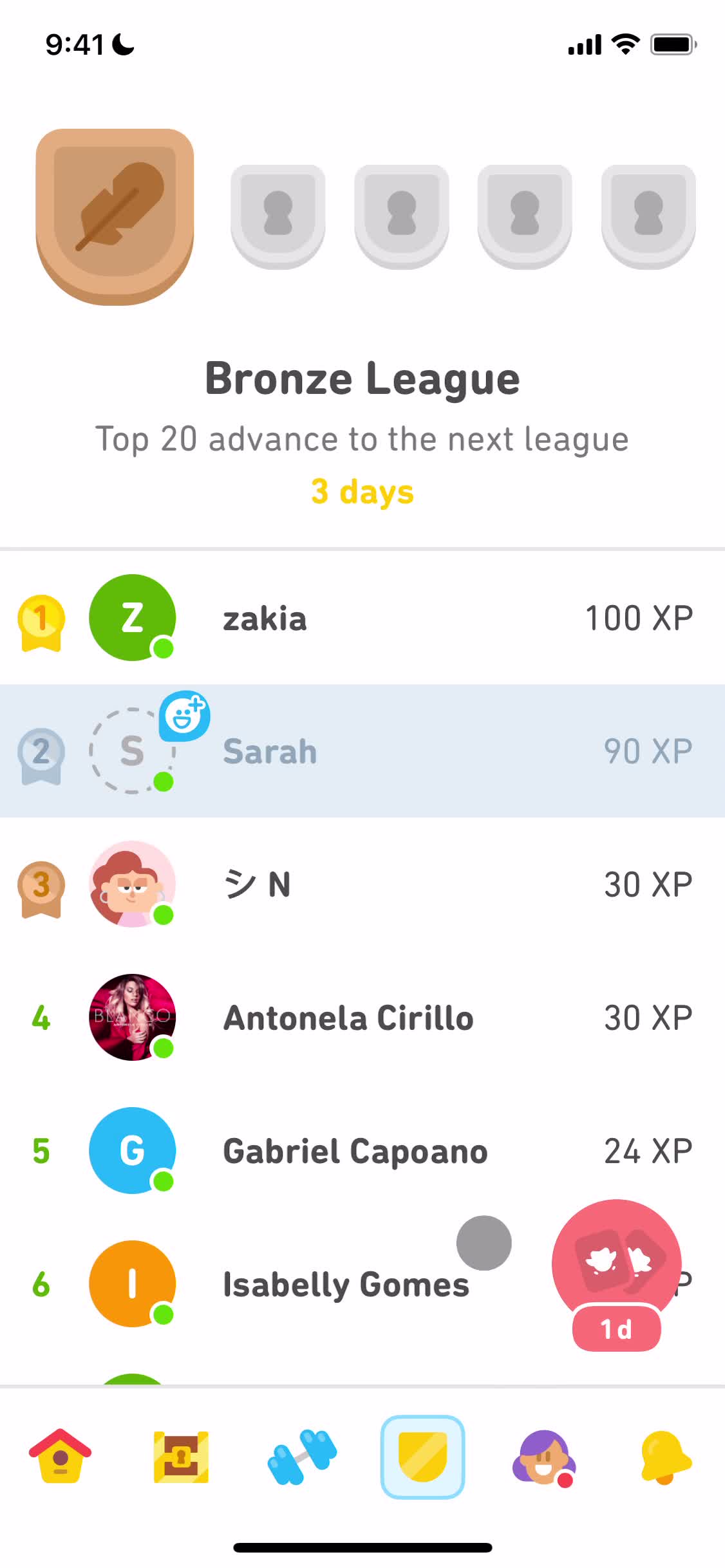 Screenshot of Leaderboard on Leaderboards on Duolingo user flow