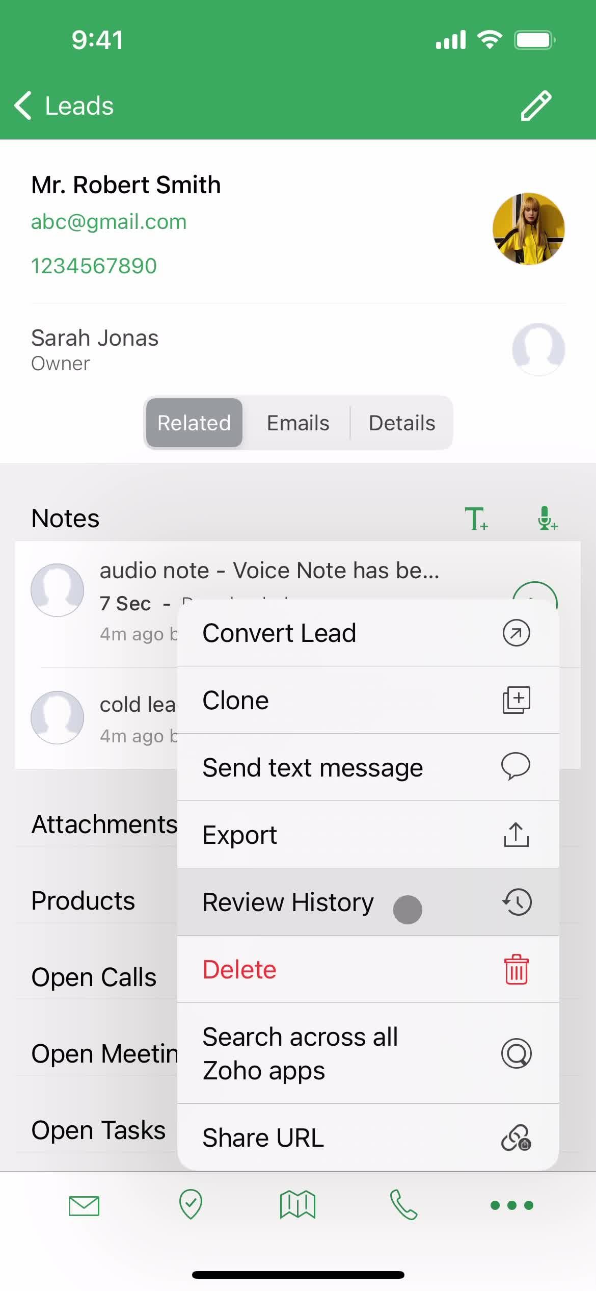 Adding leads screenshot