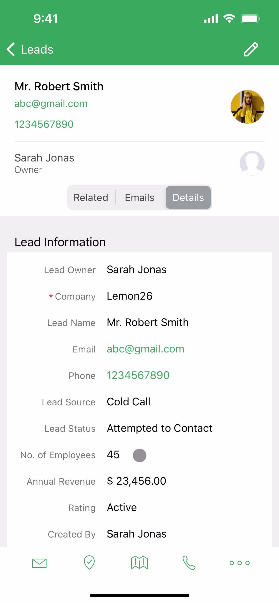 Adding leads screenshot