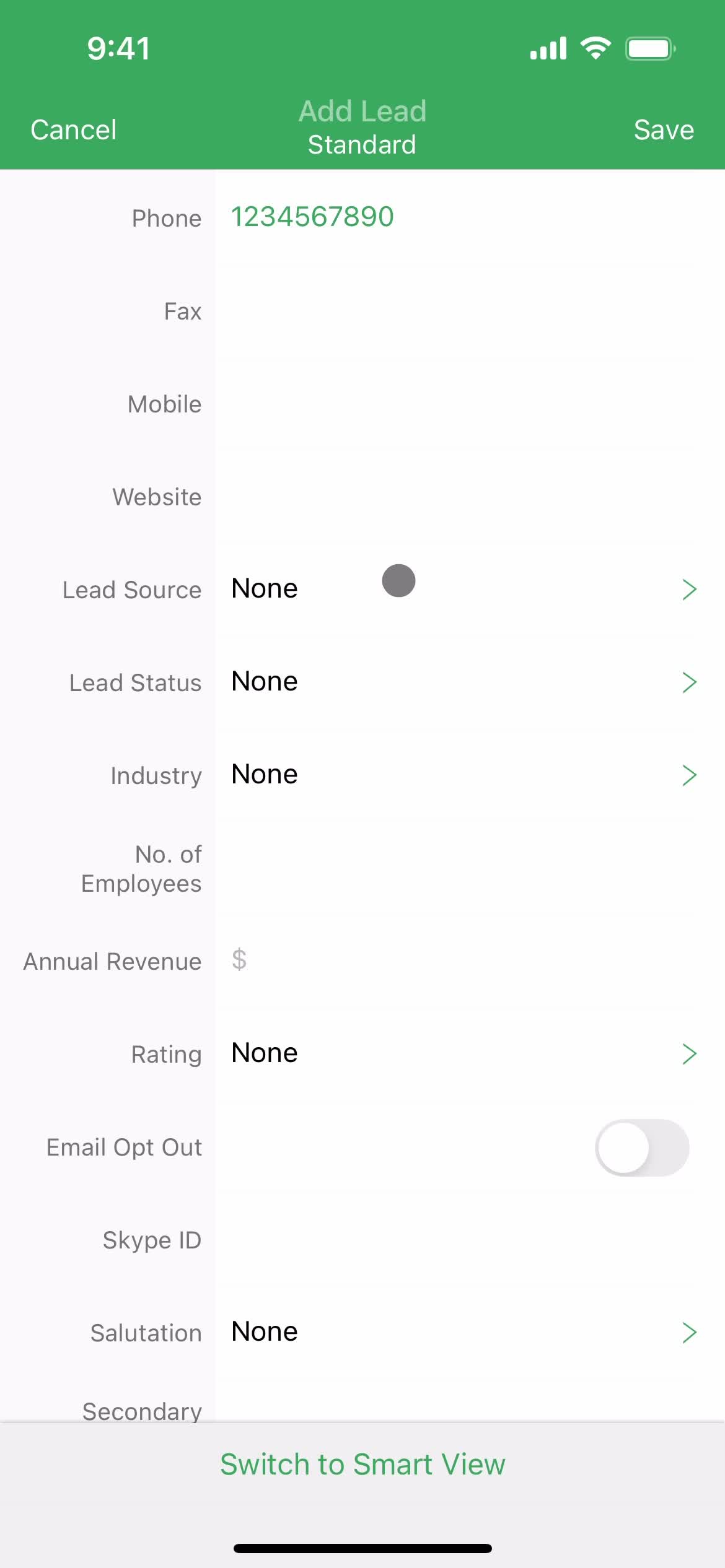 Adding leads screenshot