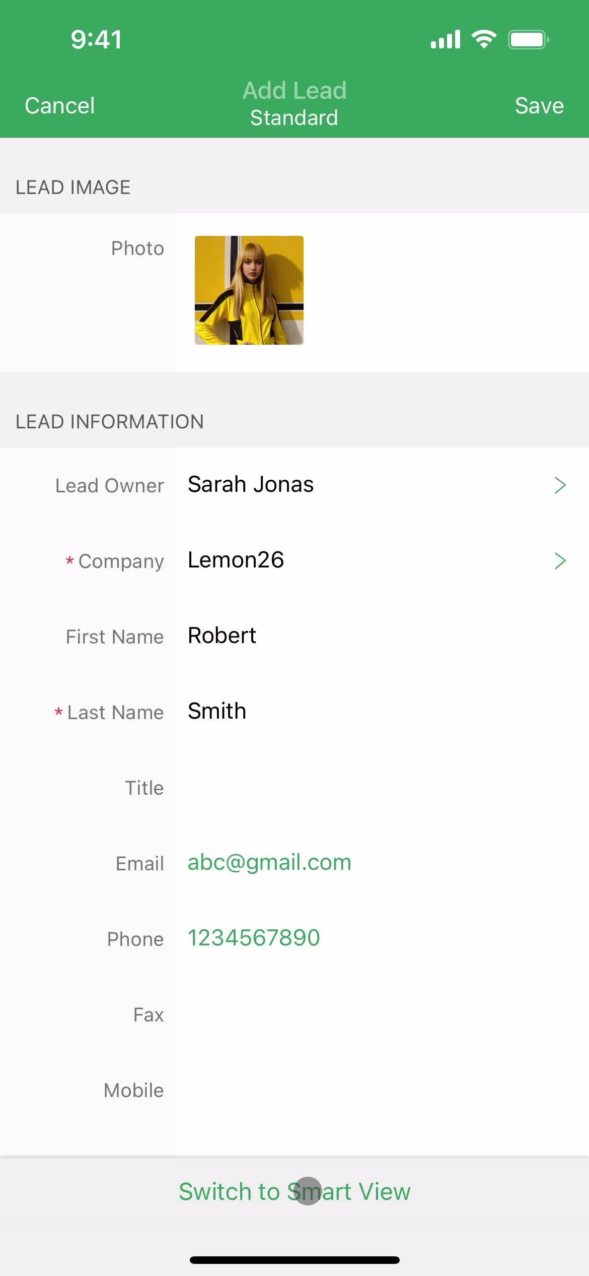 Adding leads screenshot