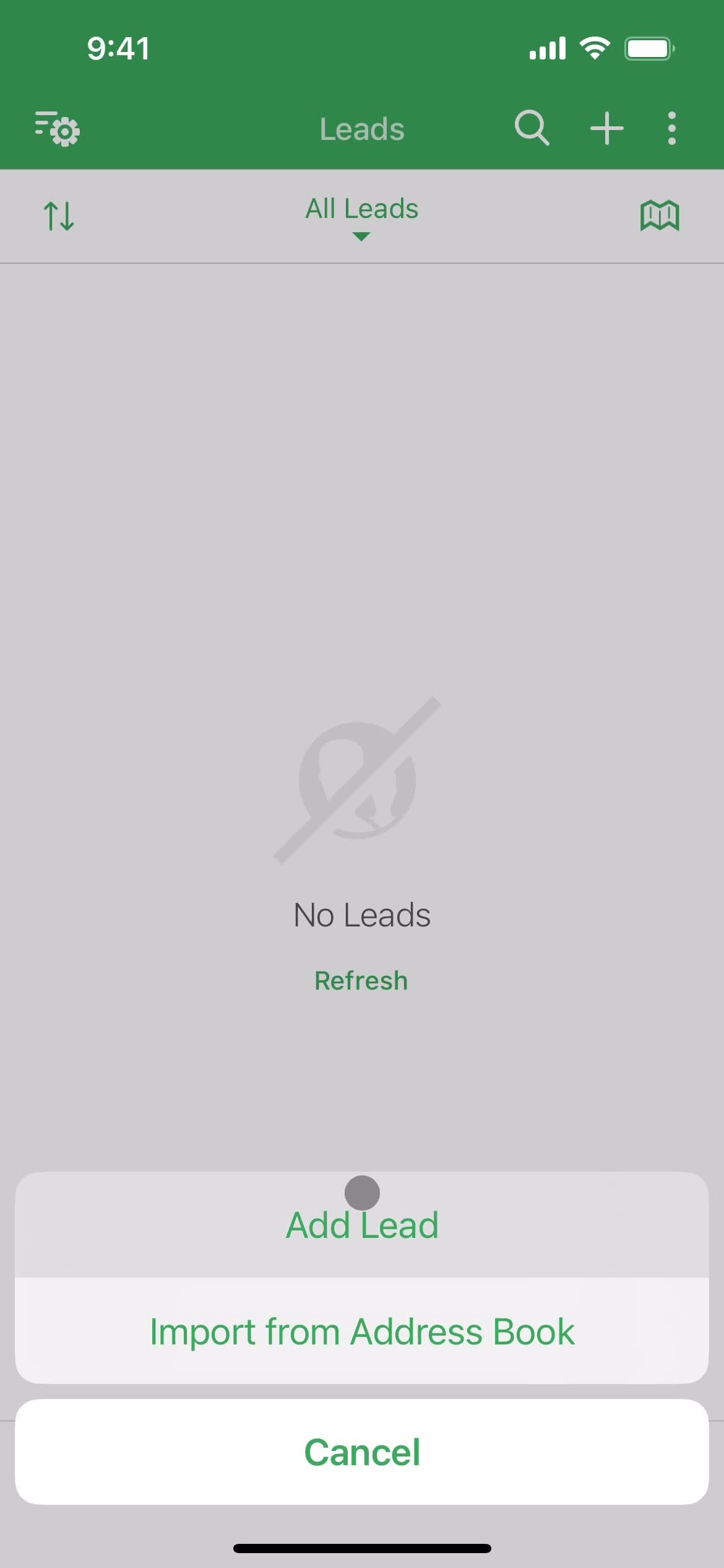 Adding leads screenshot