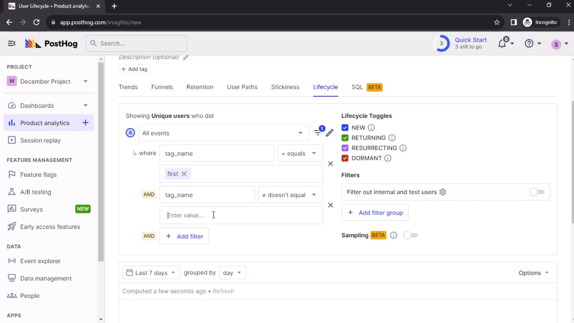 Creating a lifecycle insight on PostHog video thumbnail