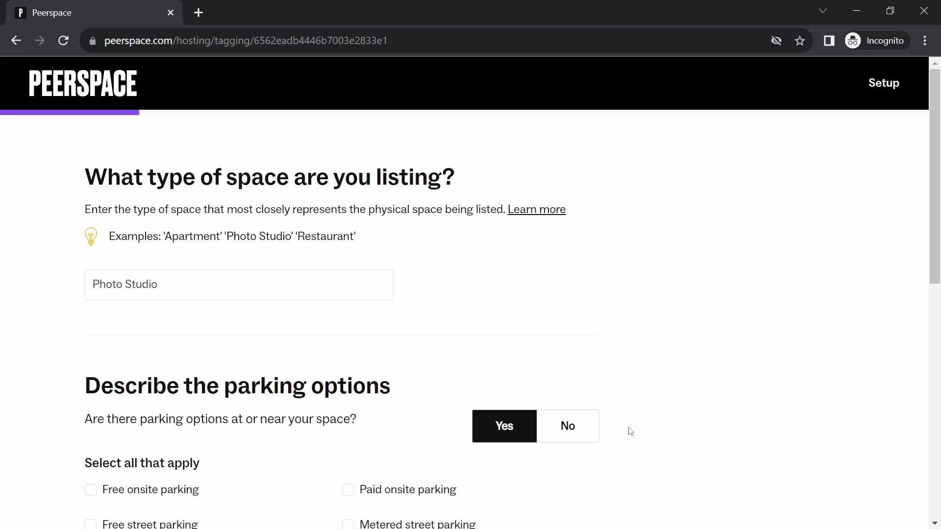 Listing a property screenshot