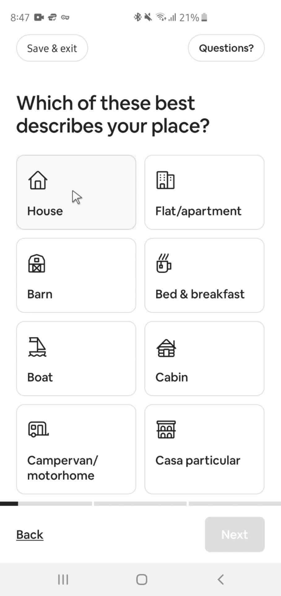 Listing a property screenshot