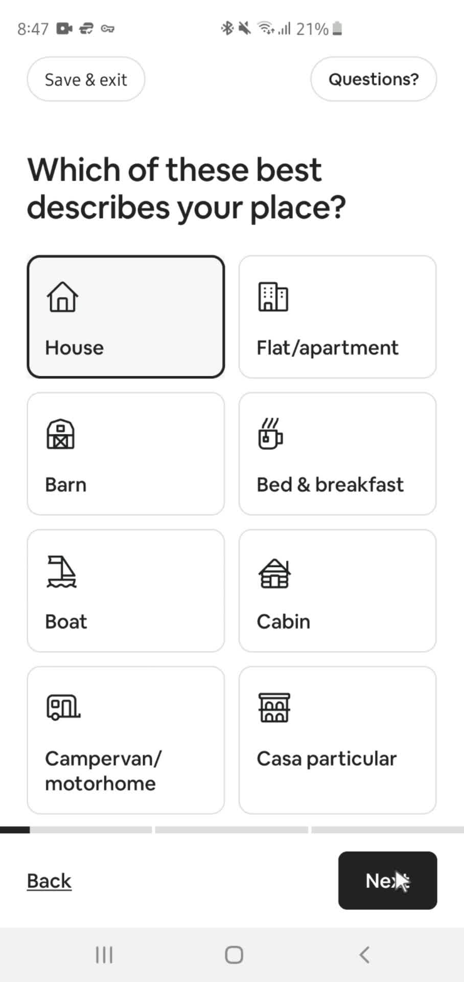 Listing a property screenshot