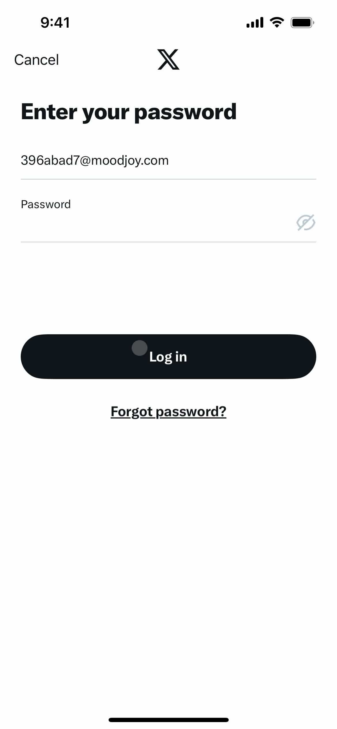 Logging in screenshot