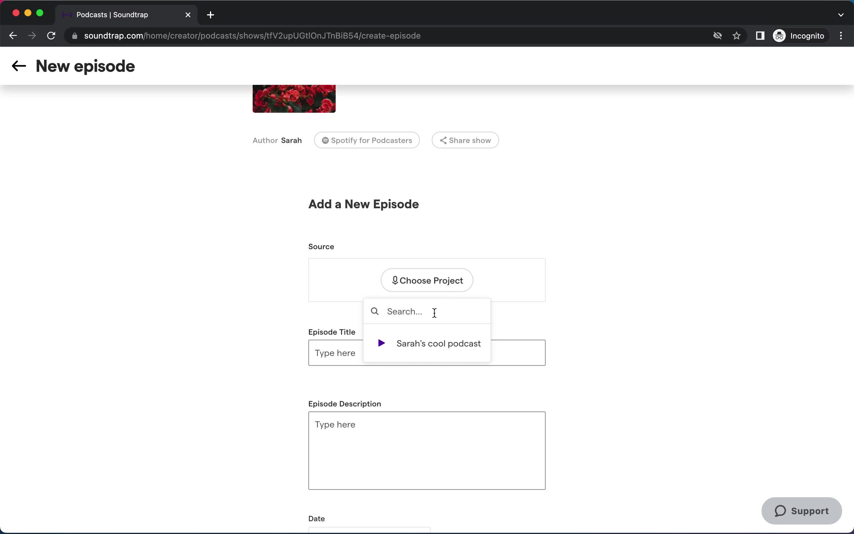 Creating a podcast screenshot