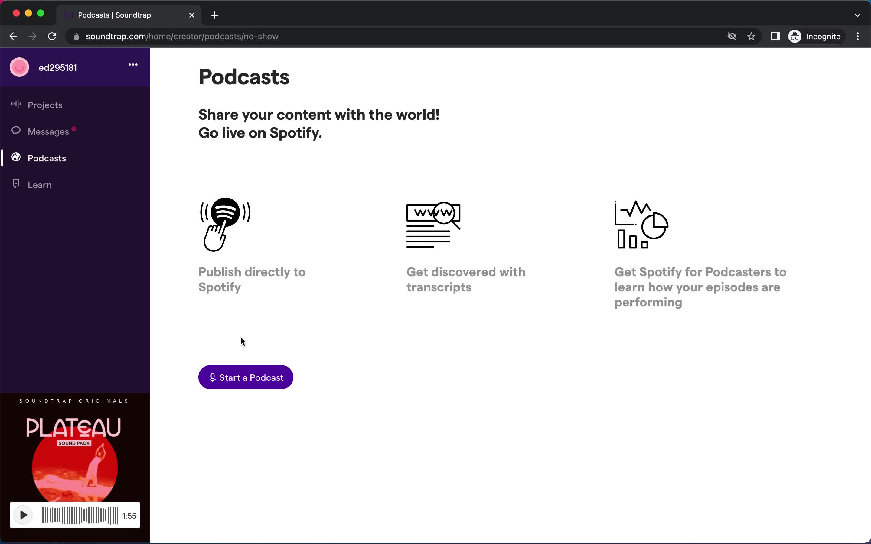 Creating a podcast screenshot