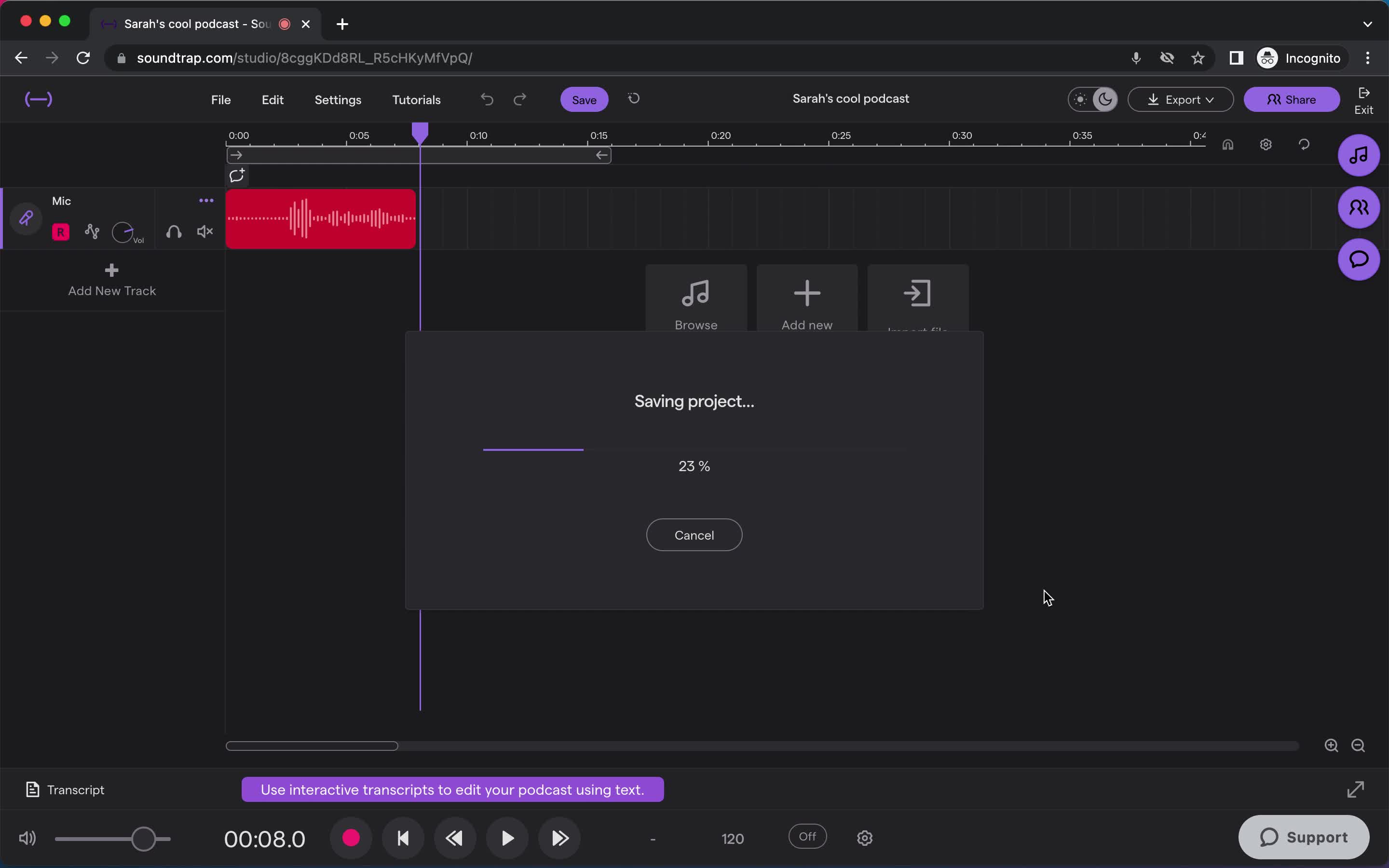 Creating a podcast screenshot