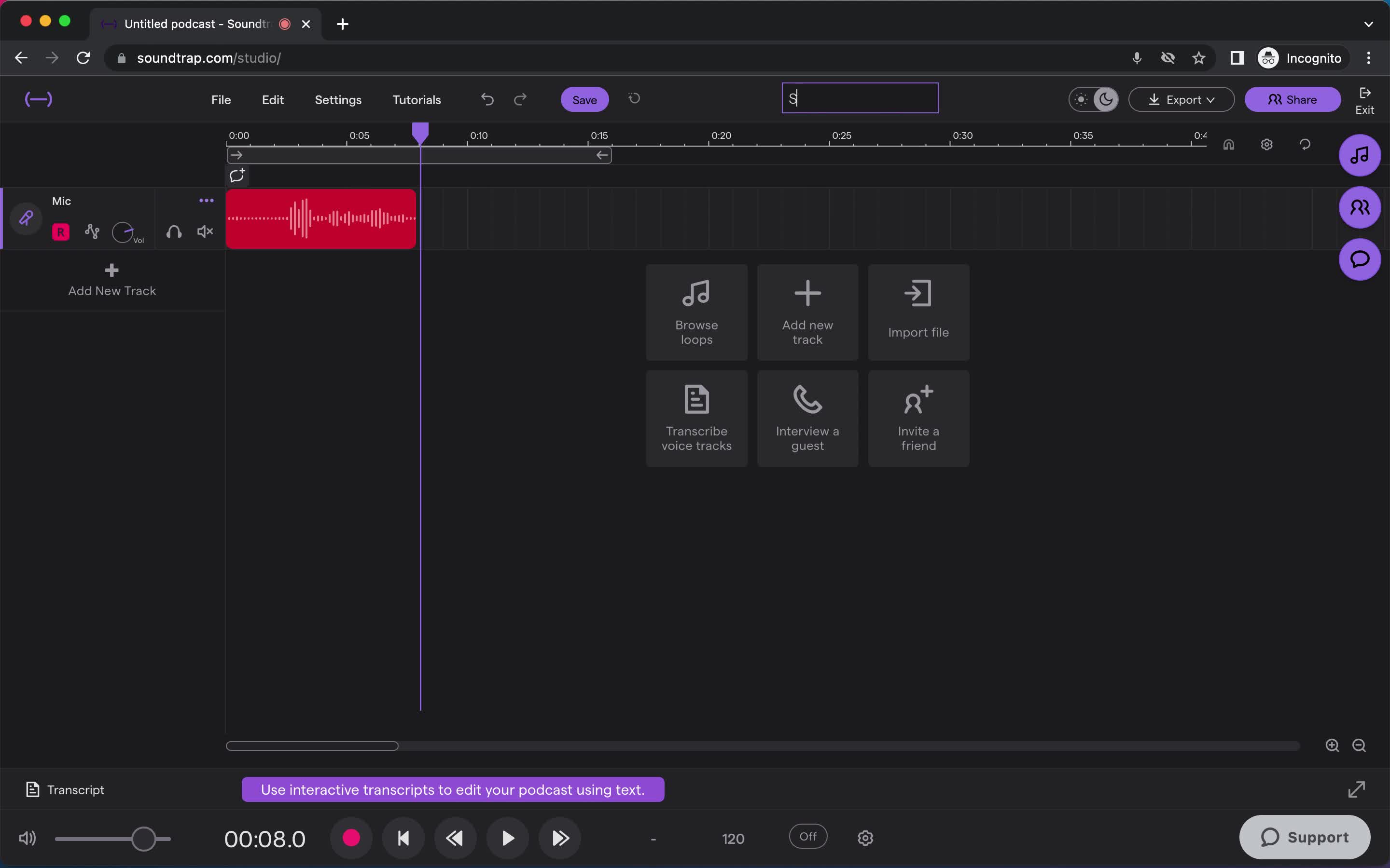 Creating a podcast screenshot