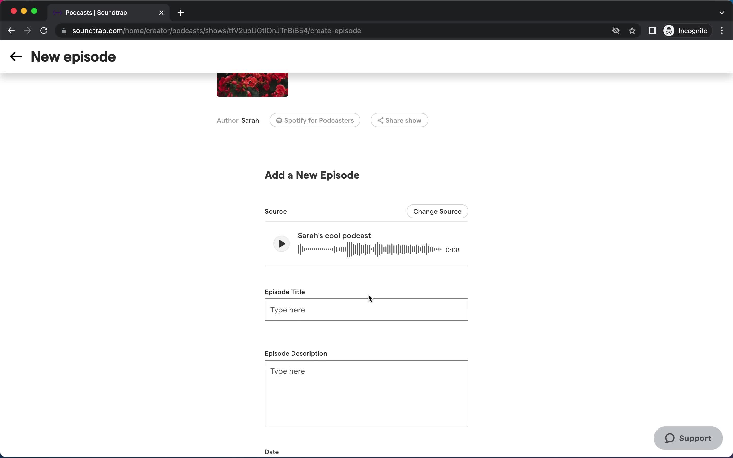 Creating a podcast screenshot