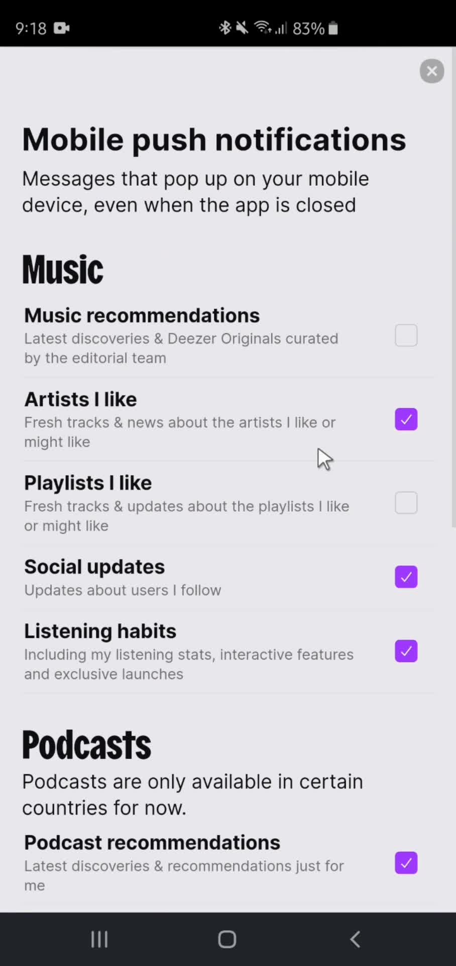 Settings screenshot