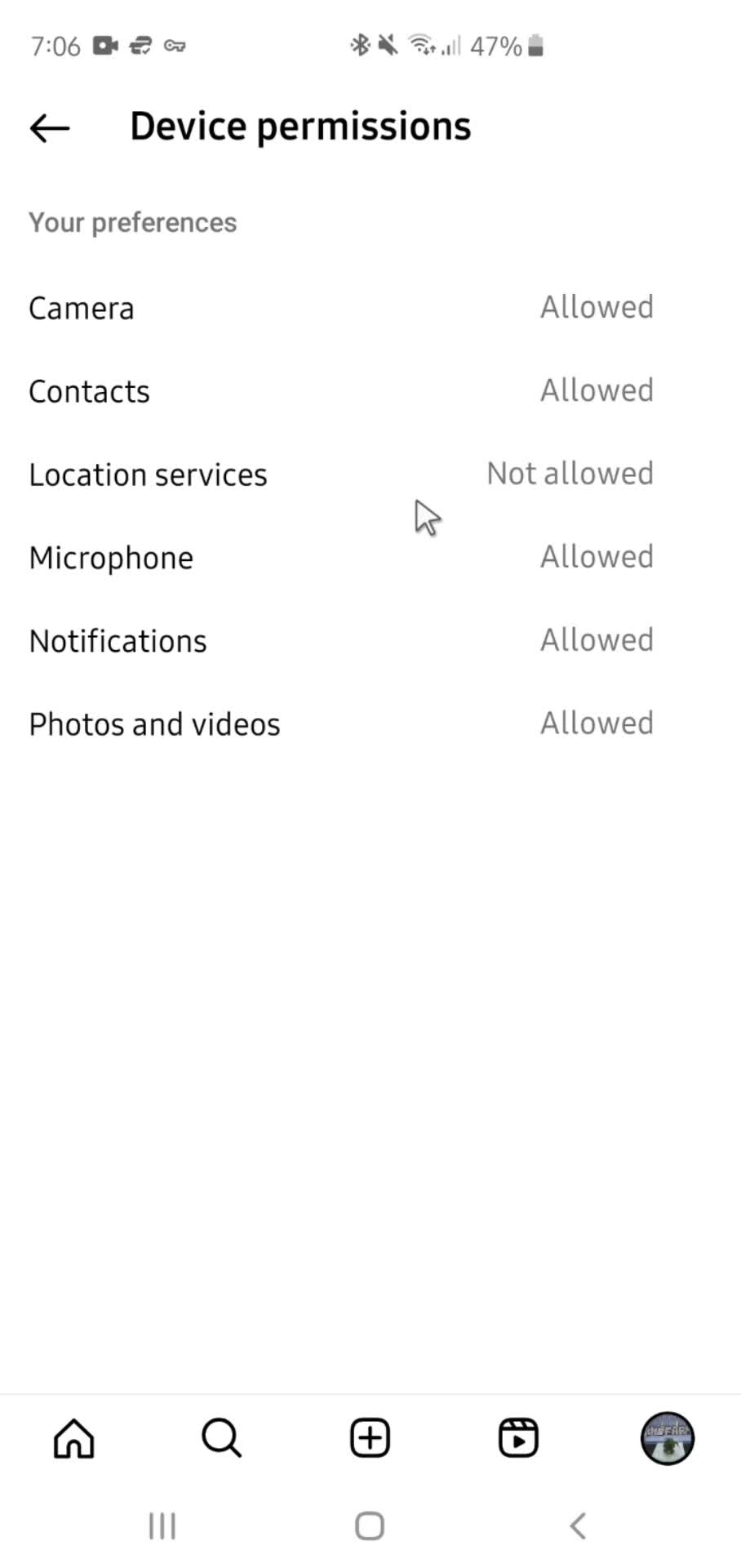 Settings on Instagram video thumbnail