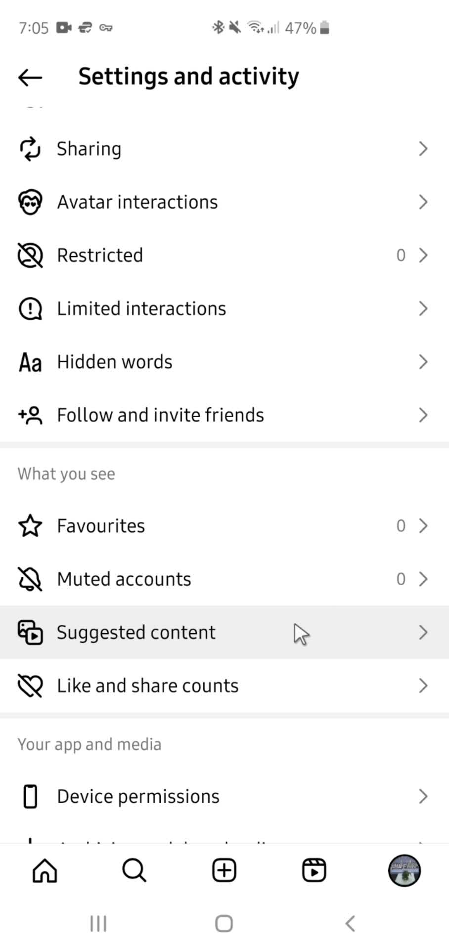 Settings screenshot