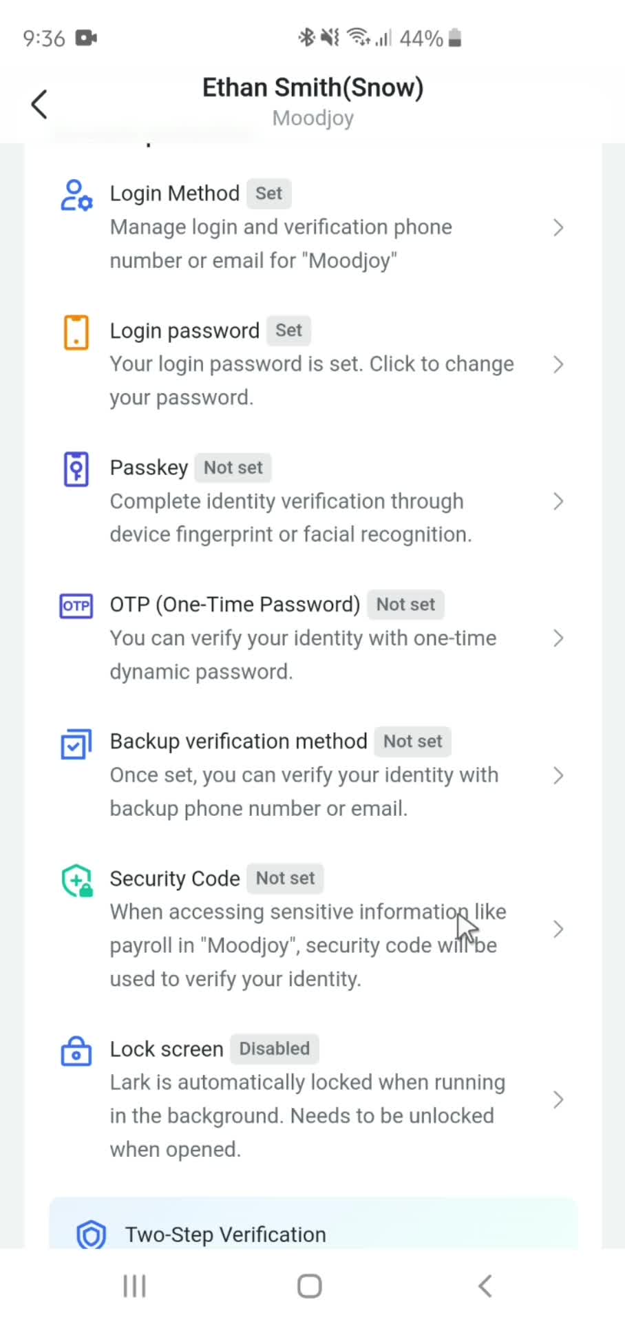 Settings screenshot