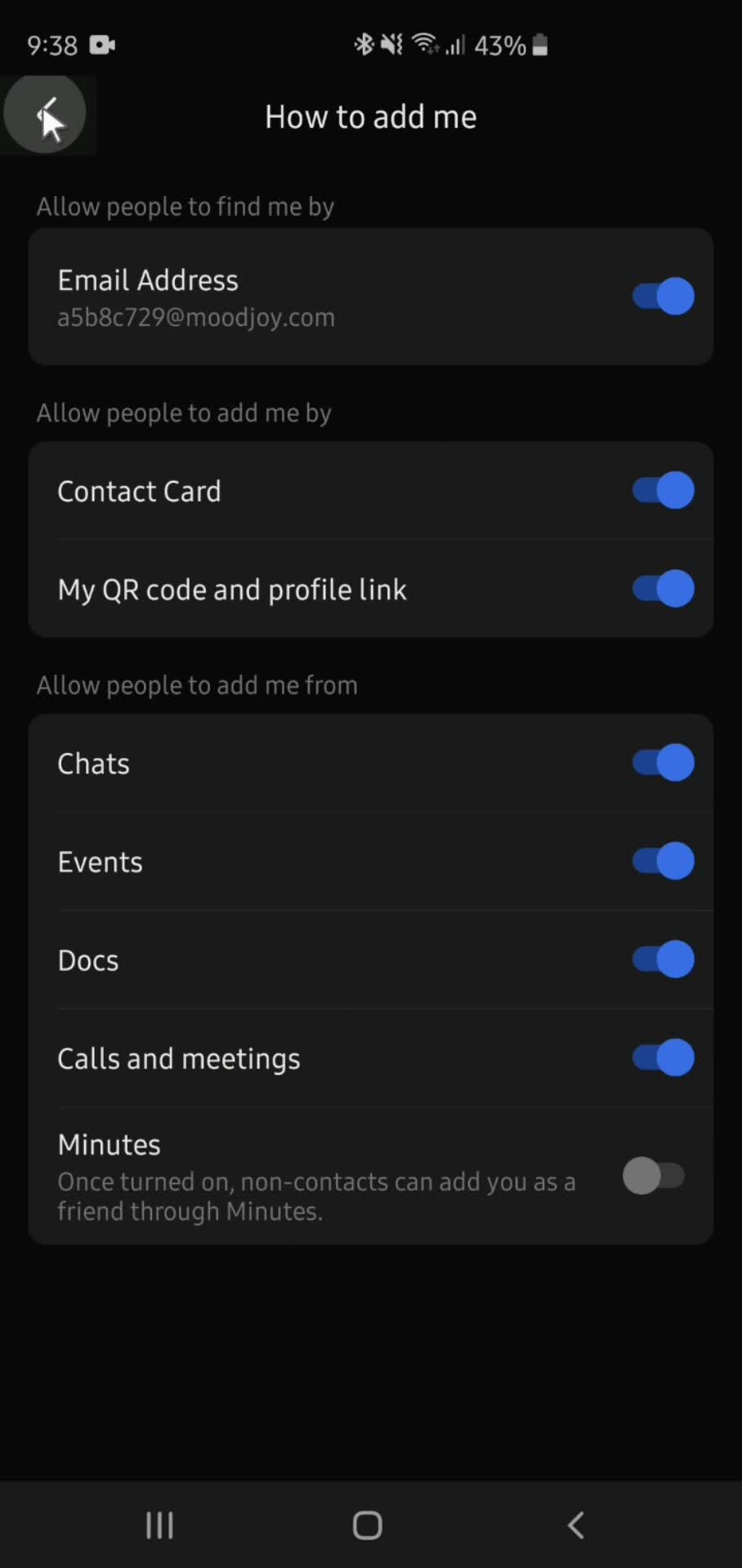 Settings screenshot