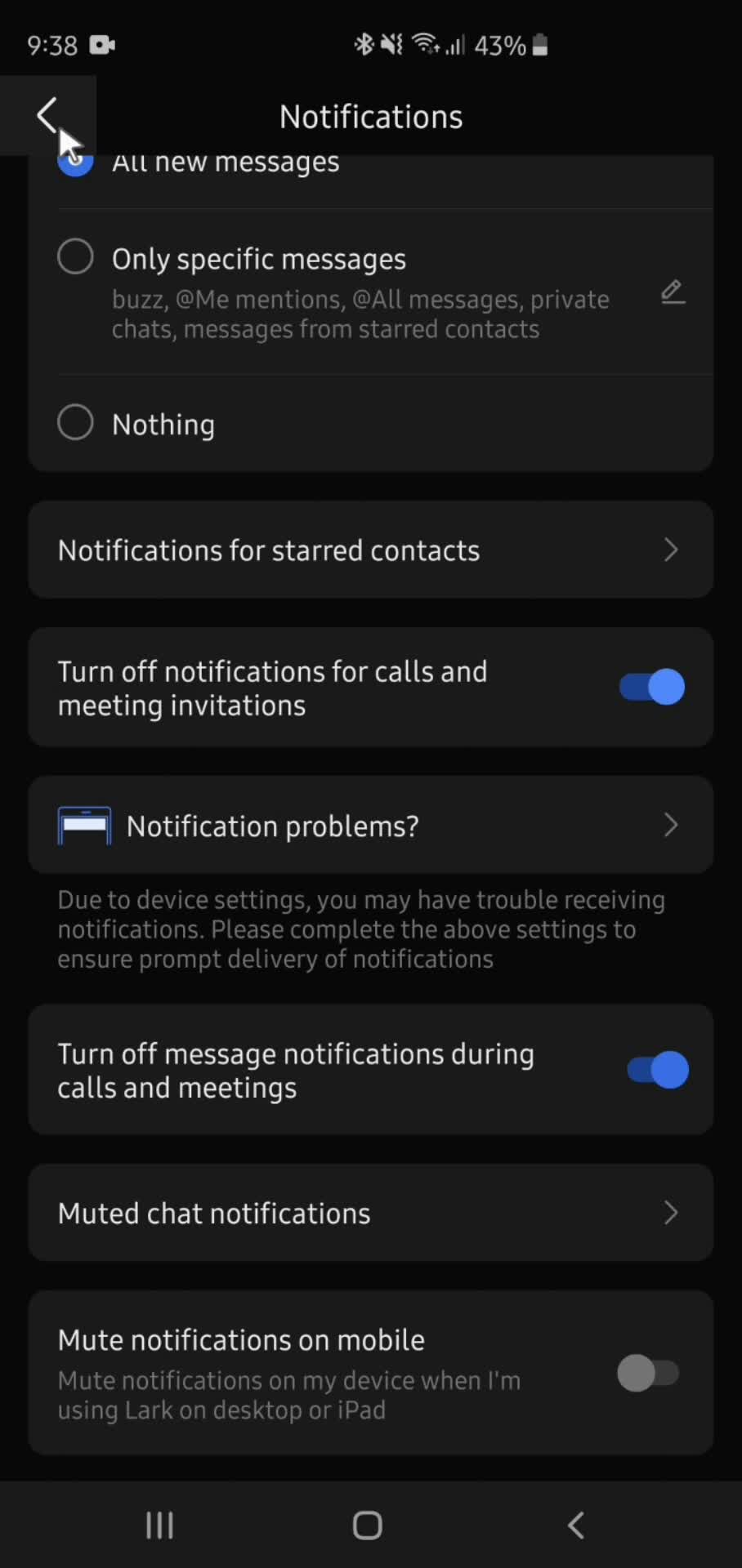 Settings screenshot