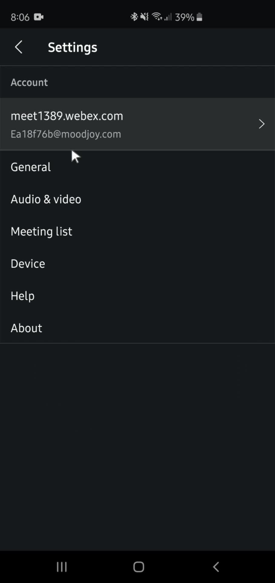 Settings screenshot