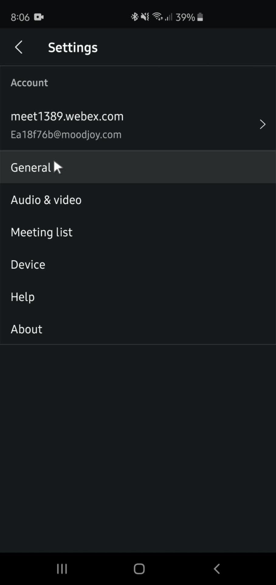 Settings screenshot