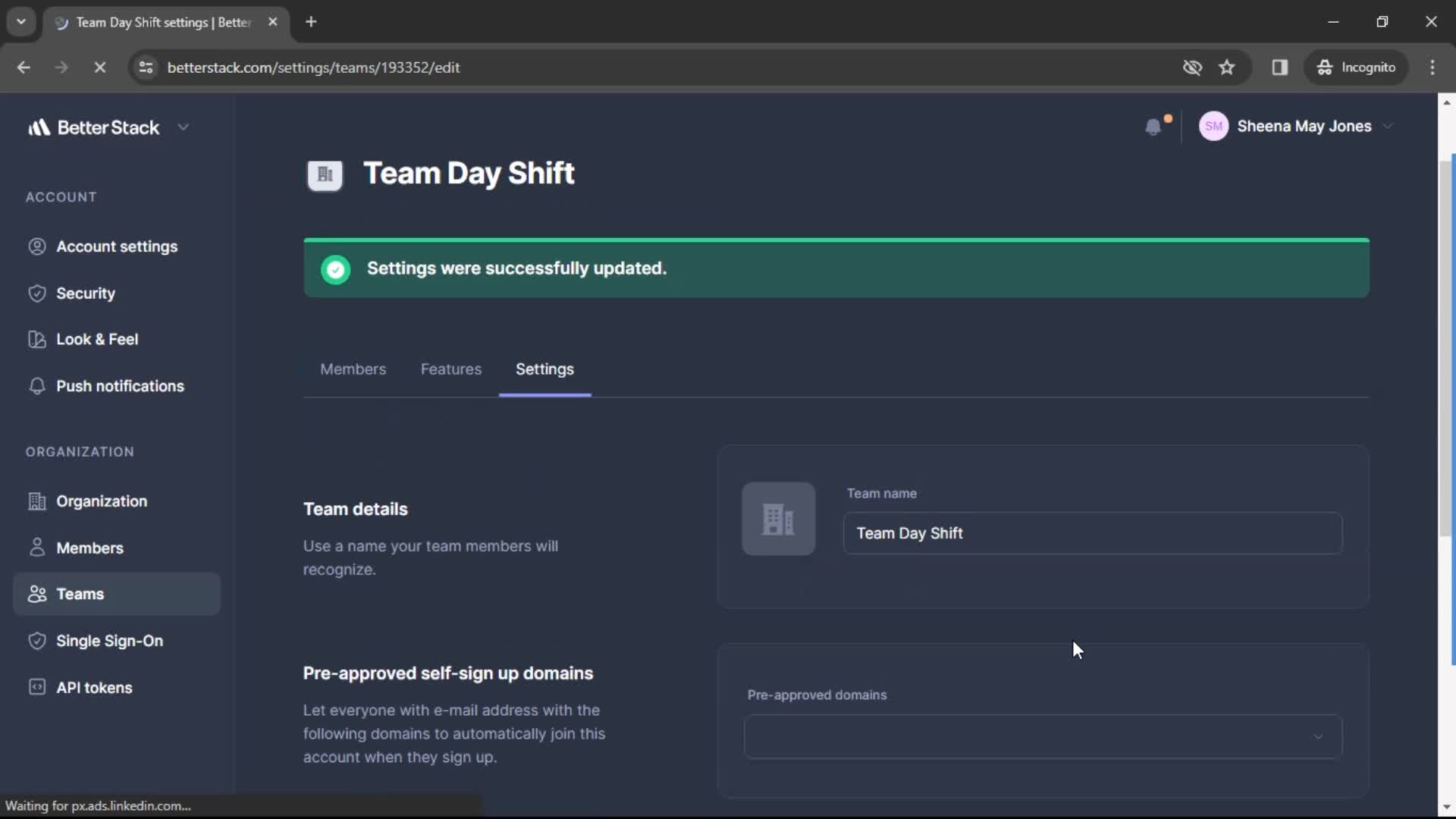 Managing team screenshot